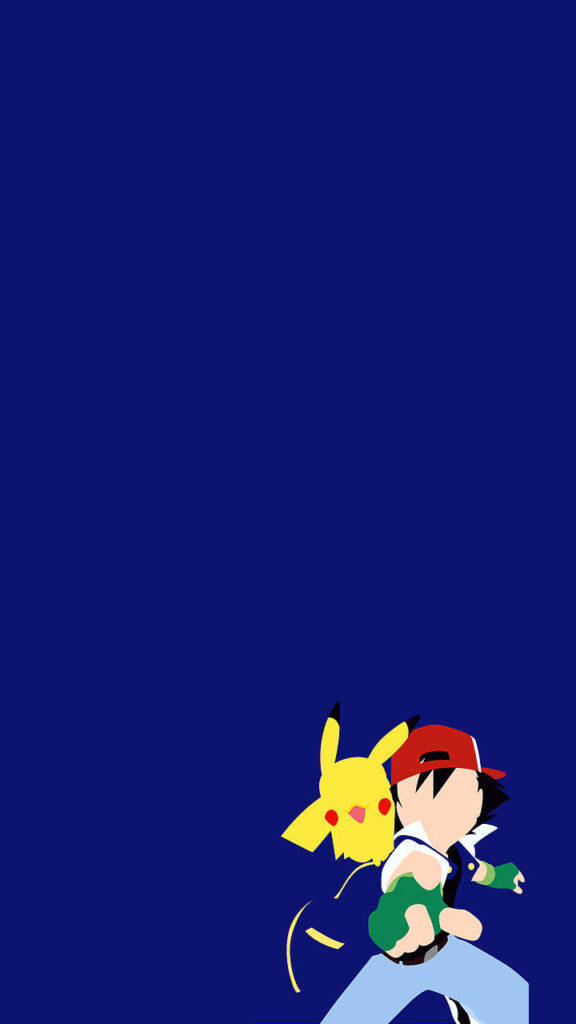 Ash, Pikachu, blue, SD Phone Wallpaper
