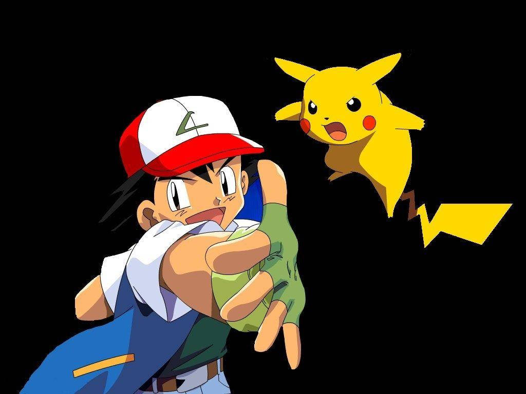 Ash, Pikachu, red and white cap, SD Desktop Wallpaper