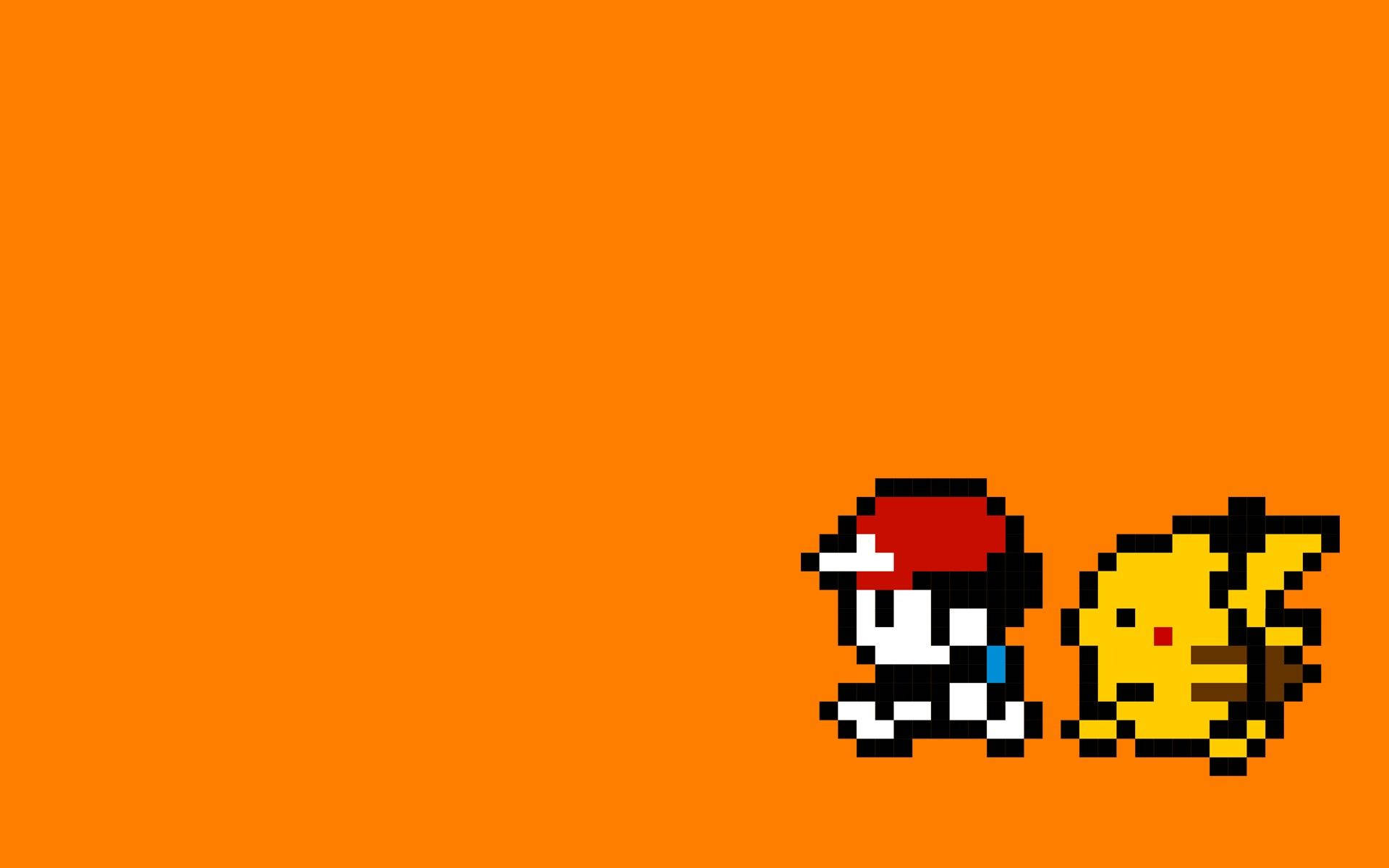 Ash And Pikachu, 8 Bit, Pixelated, Full HD Desktop Wallpaper