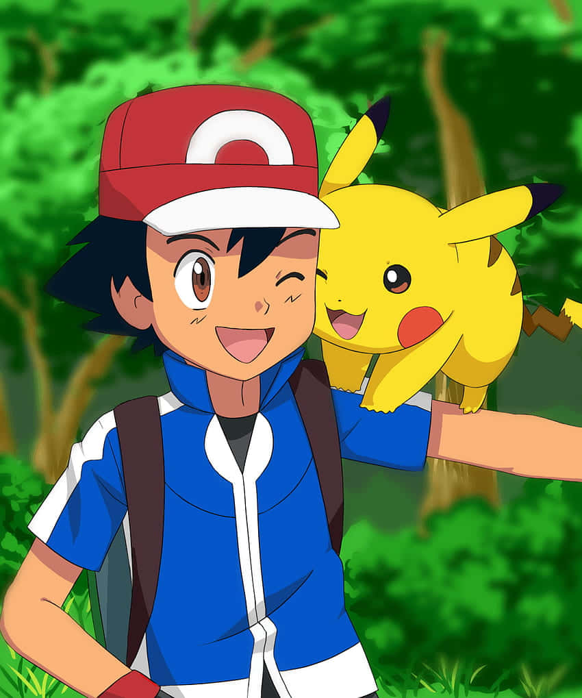 Ash, Pikachu, red cap, SD Phone Wallpaper
