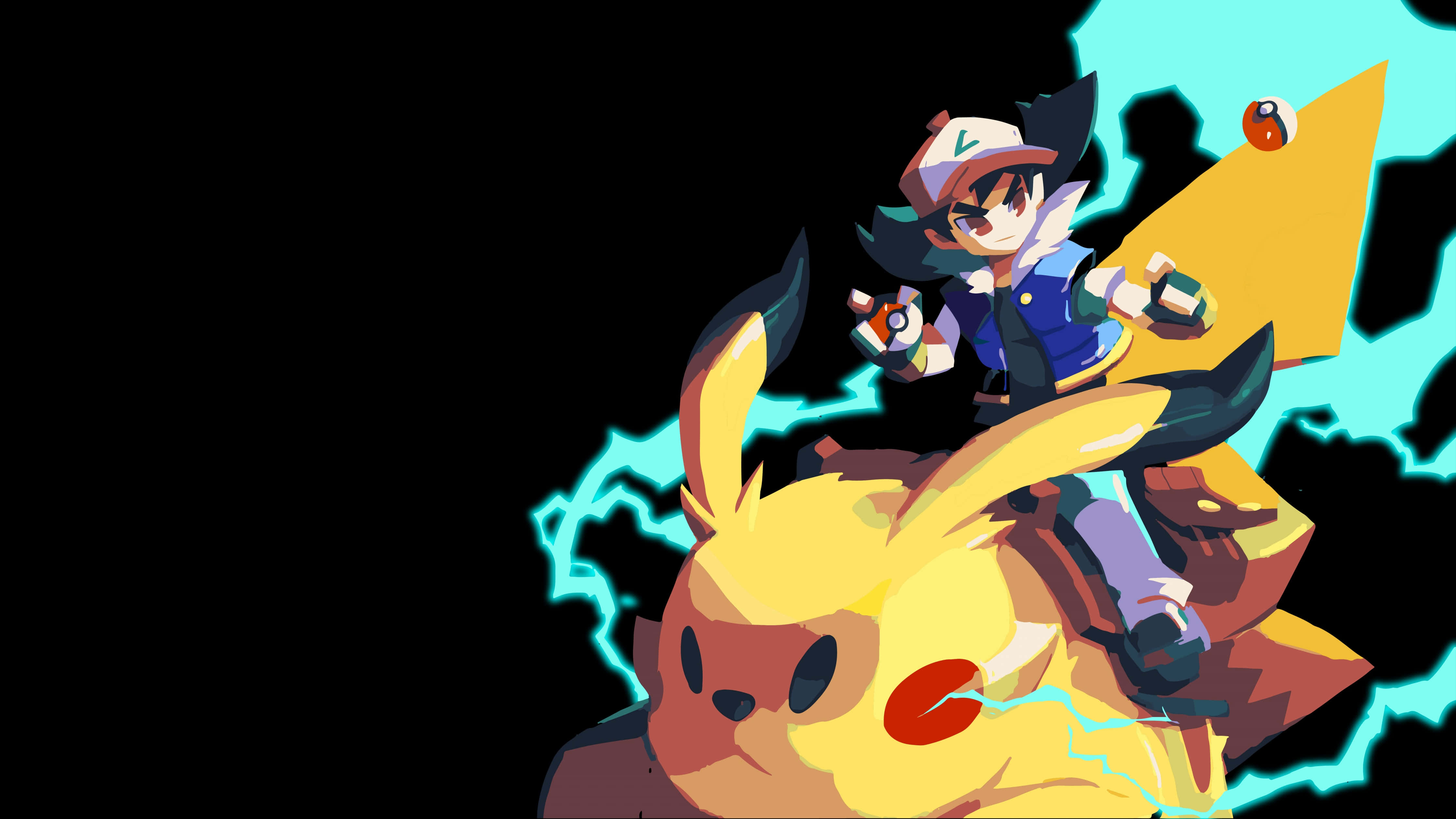 Ash And Pikachu, Pikachu, anime-style trainer, 4K Desktop Wallpaper