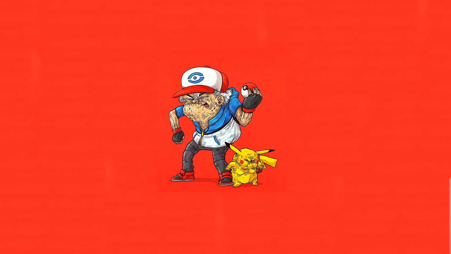 Ash, Pikachu, red and white cap, Full HD Desktop Wallpaper