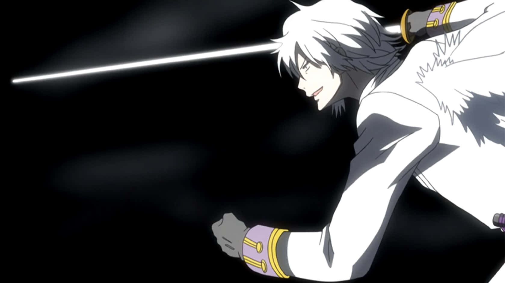 Ash Landers, white hair, glowing sword, HD Desktop Wallpaper
