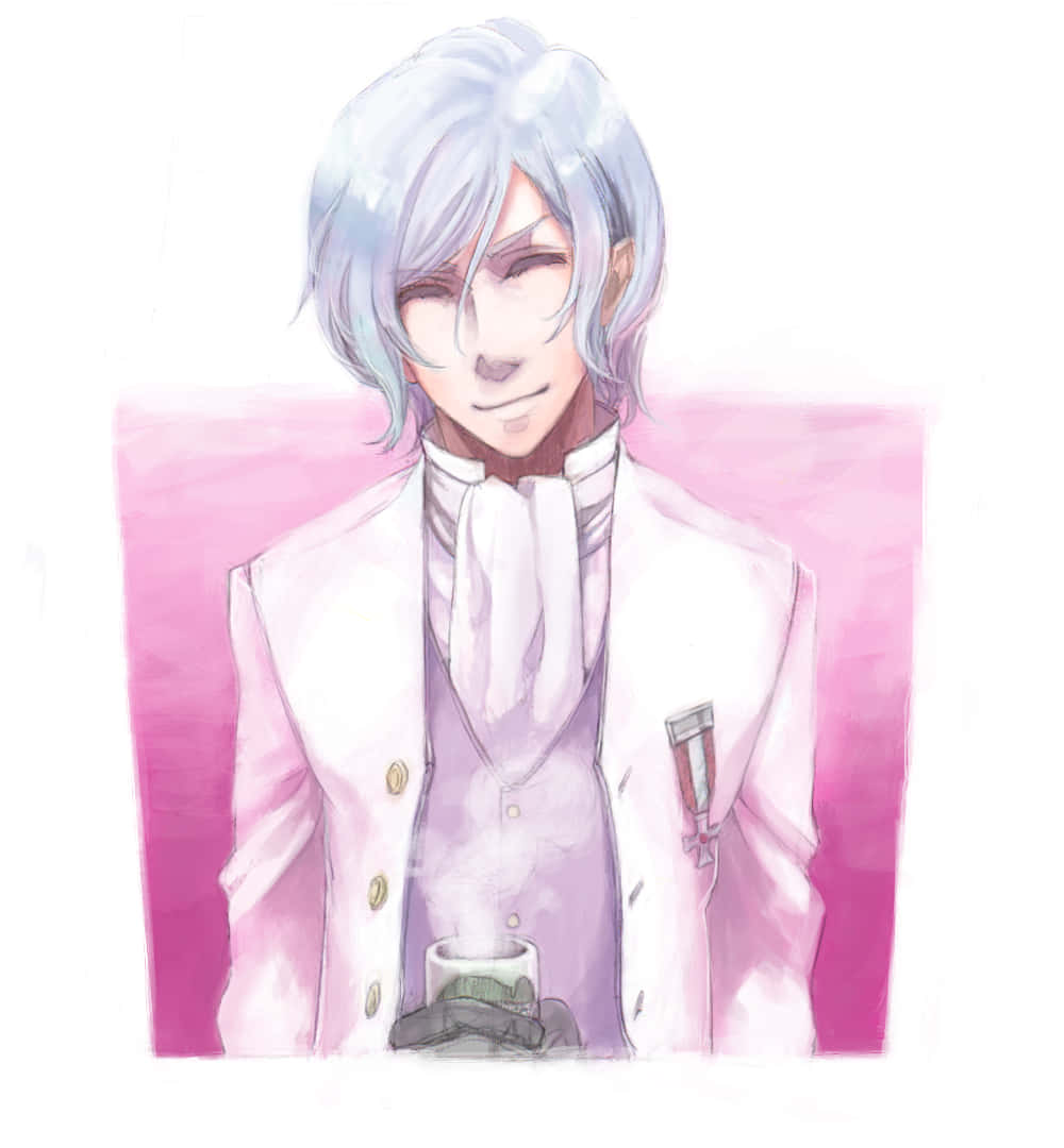 Ash Landers, silver-haired anime man, white coat, SD Phone Wallpaper