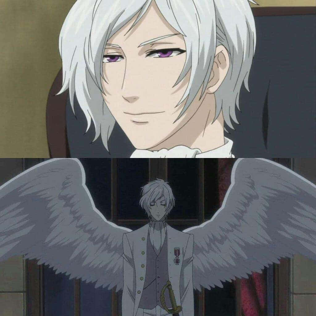 Ash Landers, silver-haired anime angel, purple eyes, SD Desktop Wallpaper