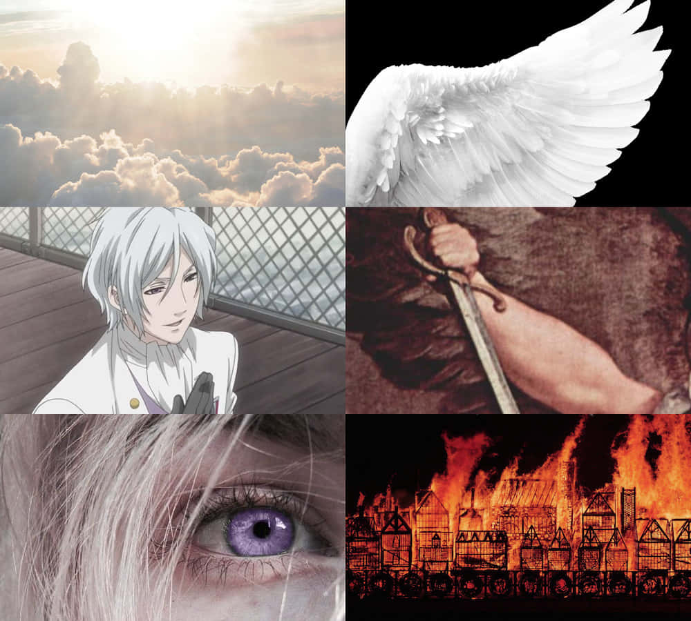 Ash Landers, anime-style panels, cloudy sky, SD Desktop Wallpaper
