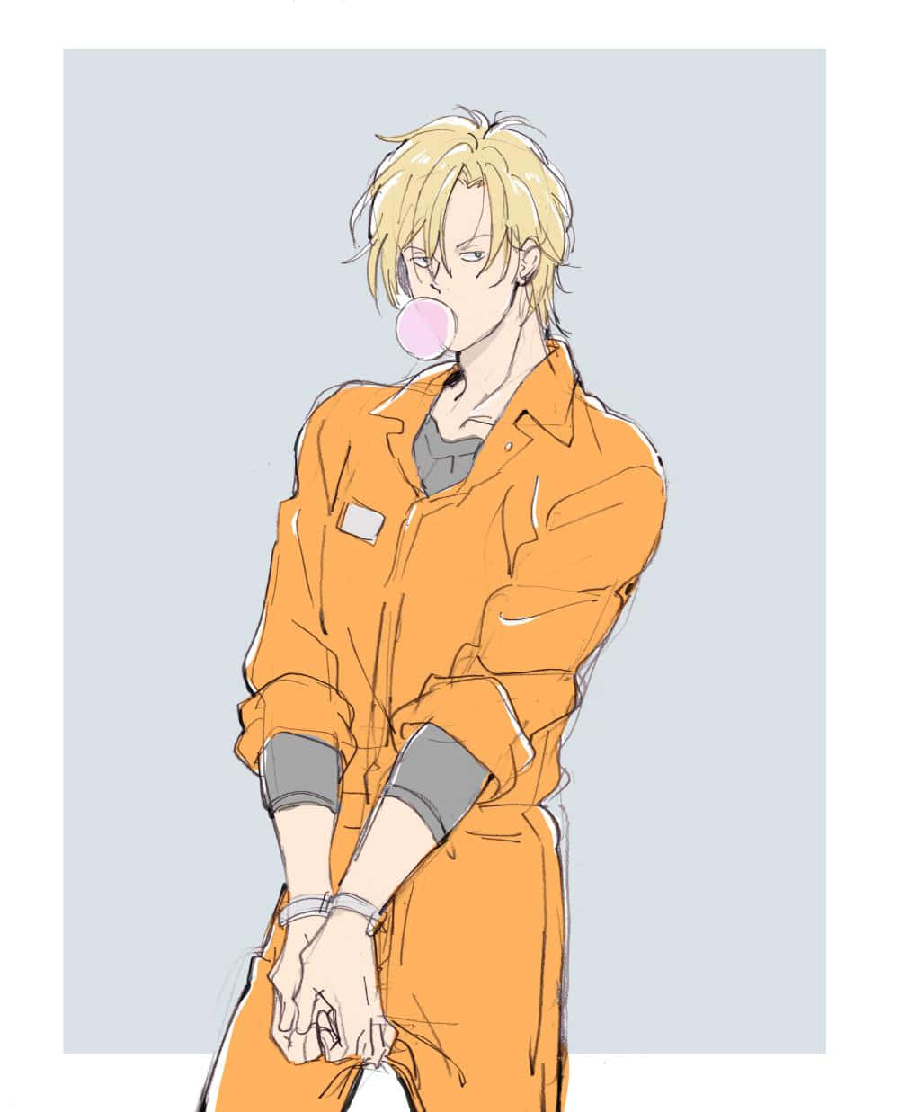 Ash Lynx, blonde anime boy, orange jumpsuit, SD Phone Wallpaper