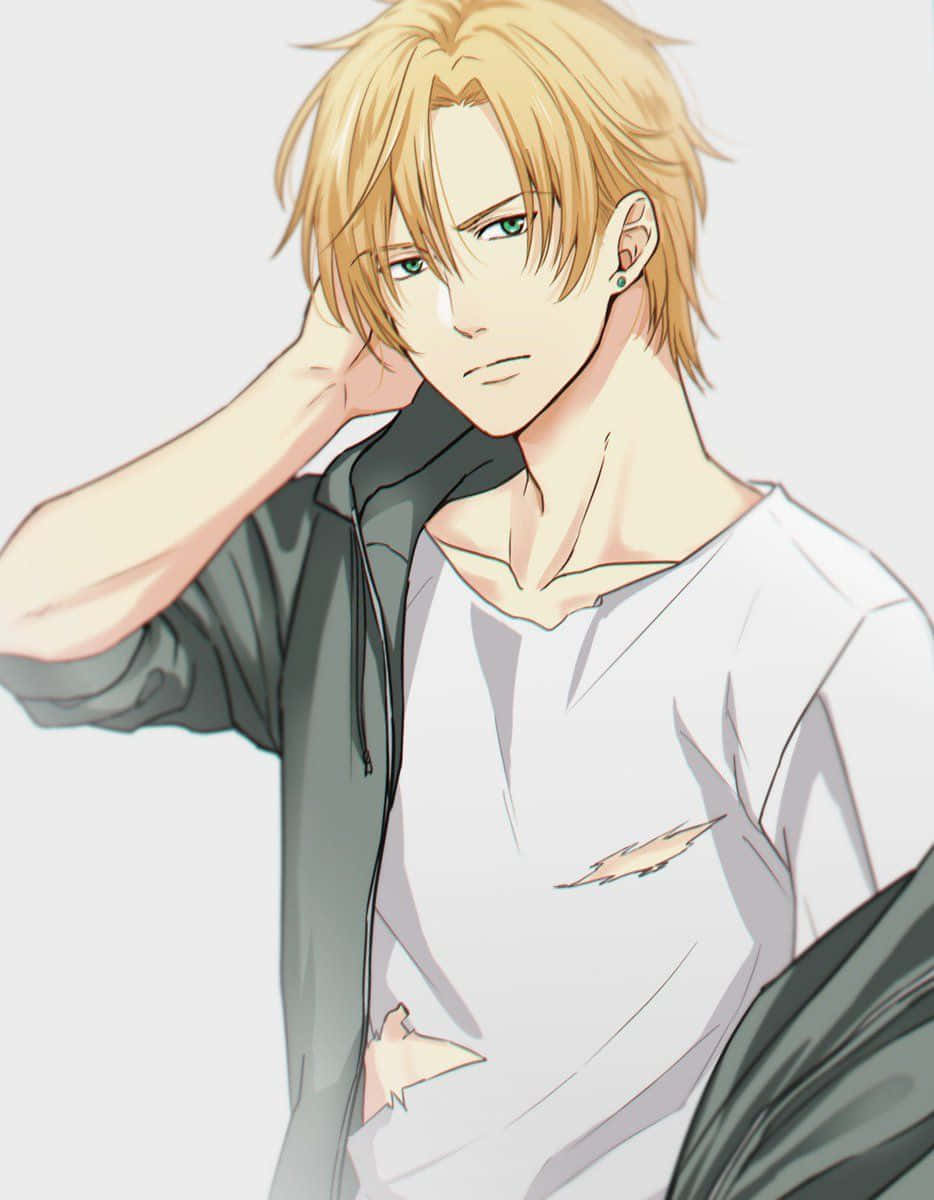 Ash Lynx, blonde hair, green eyes, SD Phone Wallpaper