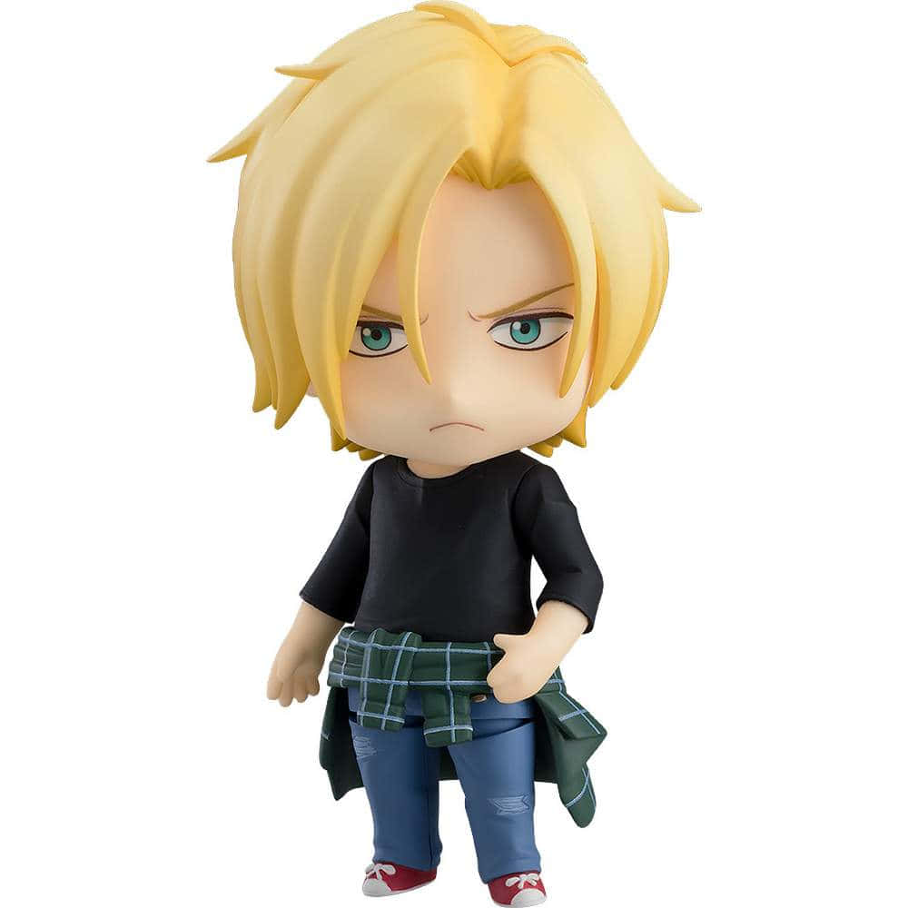 Ash Lynx, chibi anime figure, spiky blonde hair, SD Desktop Wallpaper