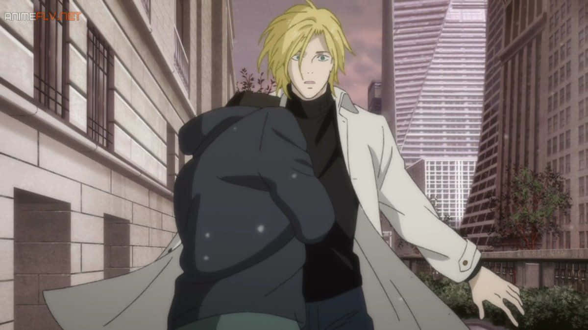 Ash Lynx, blonde anime man, white coat, SD Desktop Wallpaper