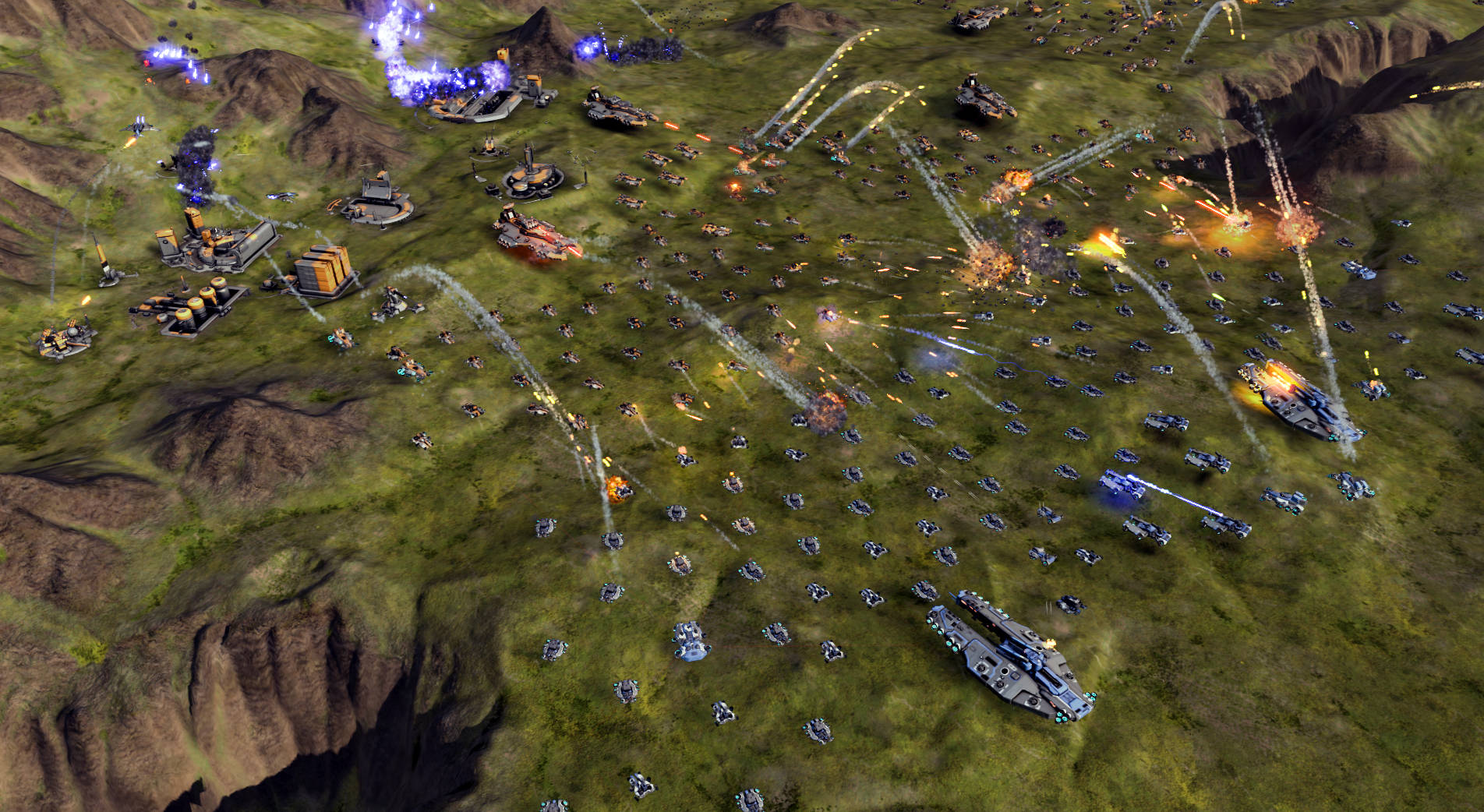 Ashes Of The Singularity Escalation, futuristic battlefield, glowing energy weapons, HD Desktop Wallpaper