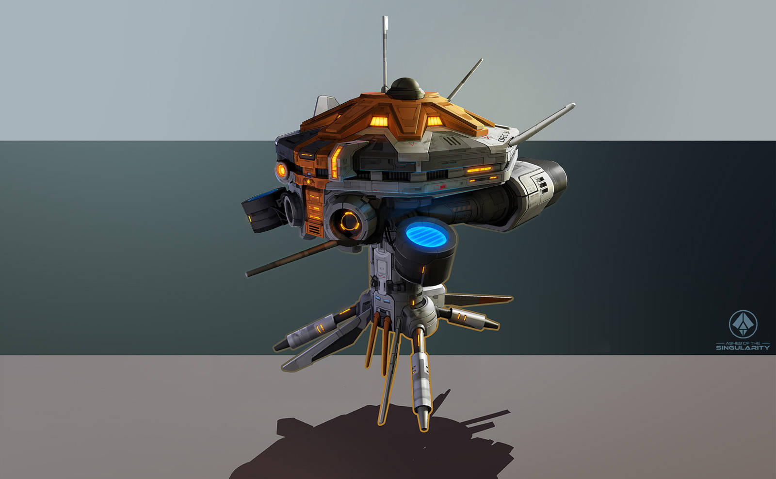 Ashes Of The Singularity Escalation, glowing blue and orange lights, futuristic sci-fi mech, HD Desktop Wallpaper