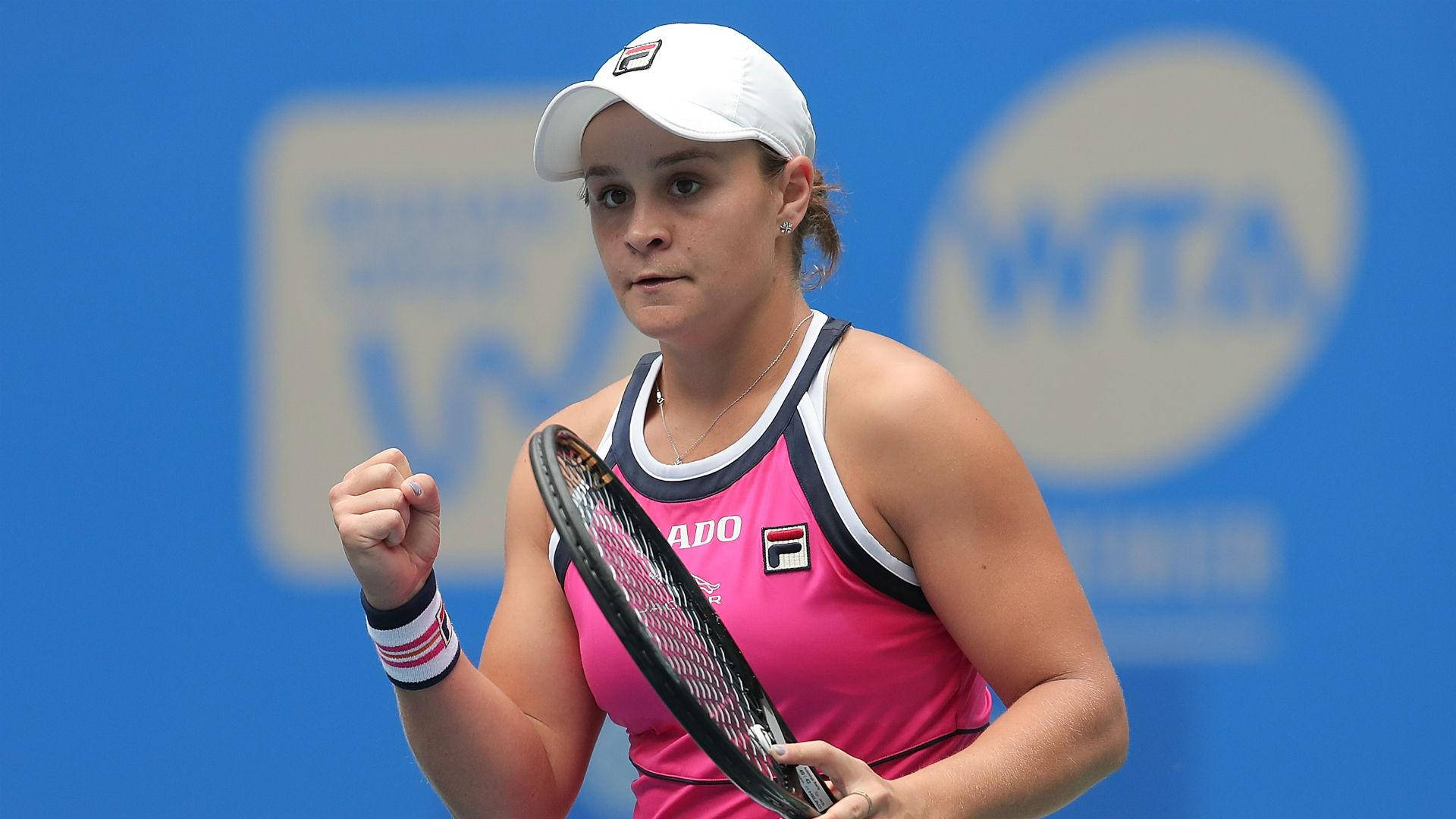 Ashleigh Barty, pink outfit, racket, Full HD Desktop Wallpaper