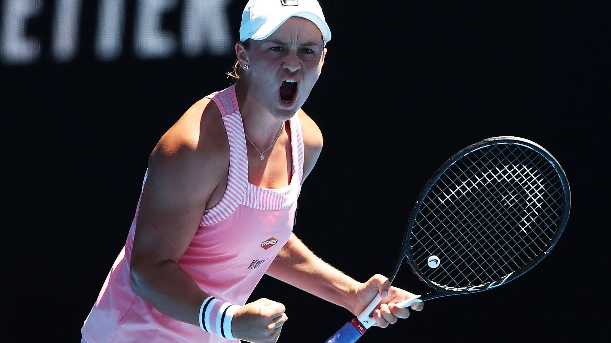 Ashleigh Barty, pink outfit, racket, Full HD Desktop Wallpaper