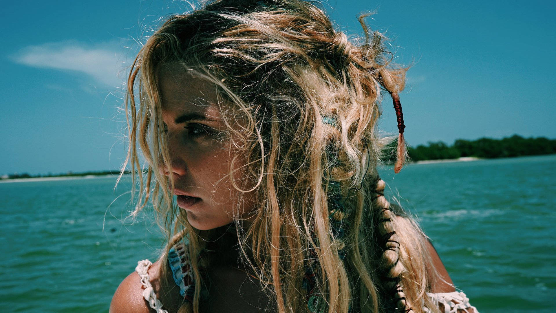 Ashley Benson, blonde hair, braids, Full HD Desktop Wallpaper