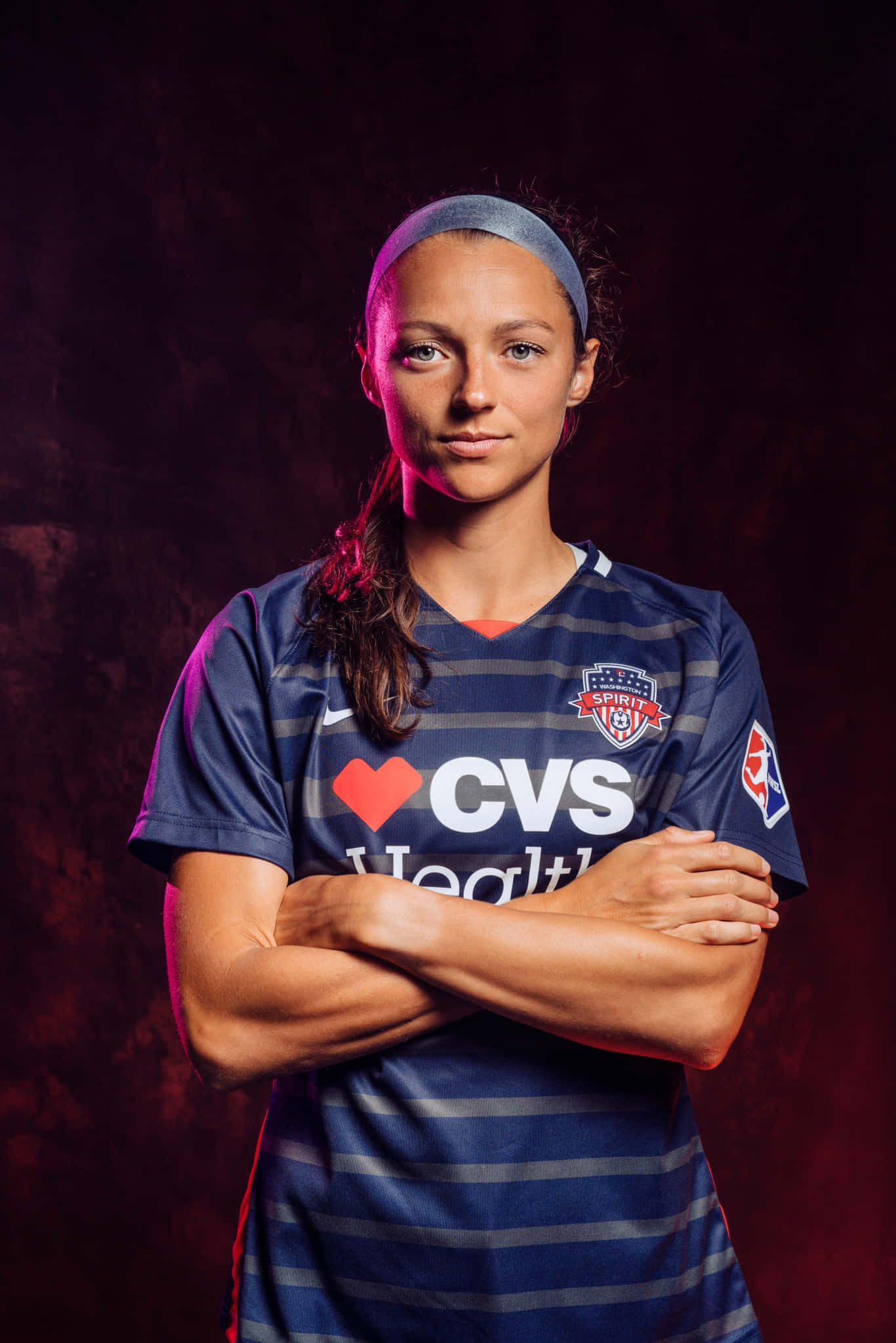 Ashley Hatch, blue striped jersey, dark textured studio backdrop, Full HD Phone Wallpaper