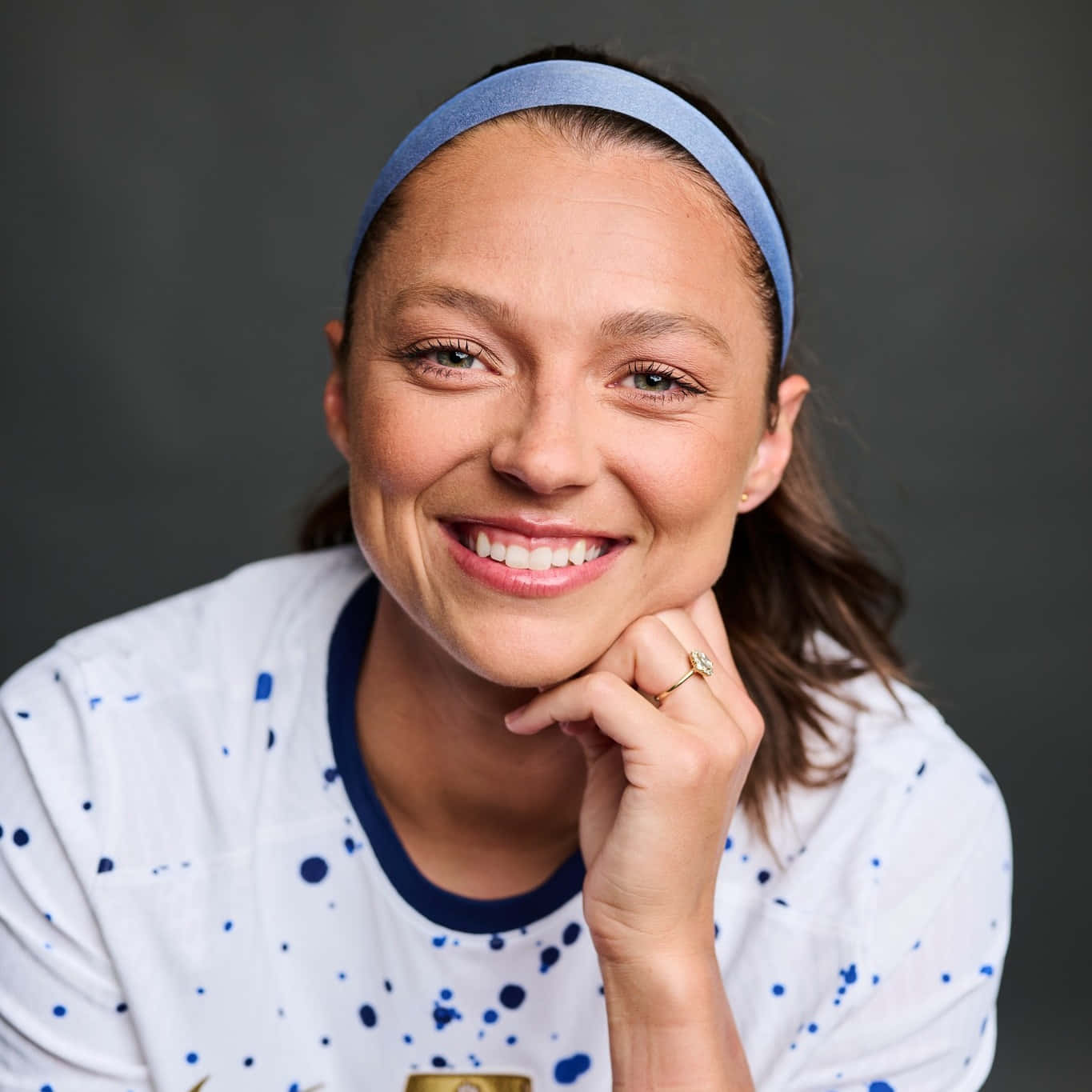Ashley Hatch, football field, blue headband, HD Desktop Wallpaper