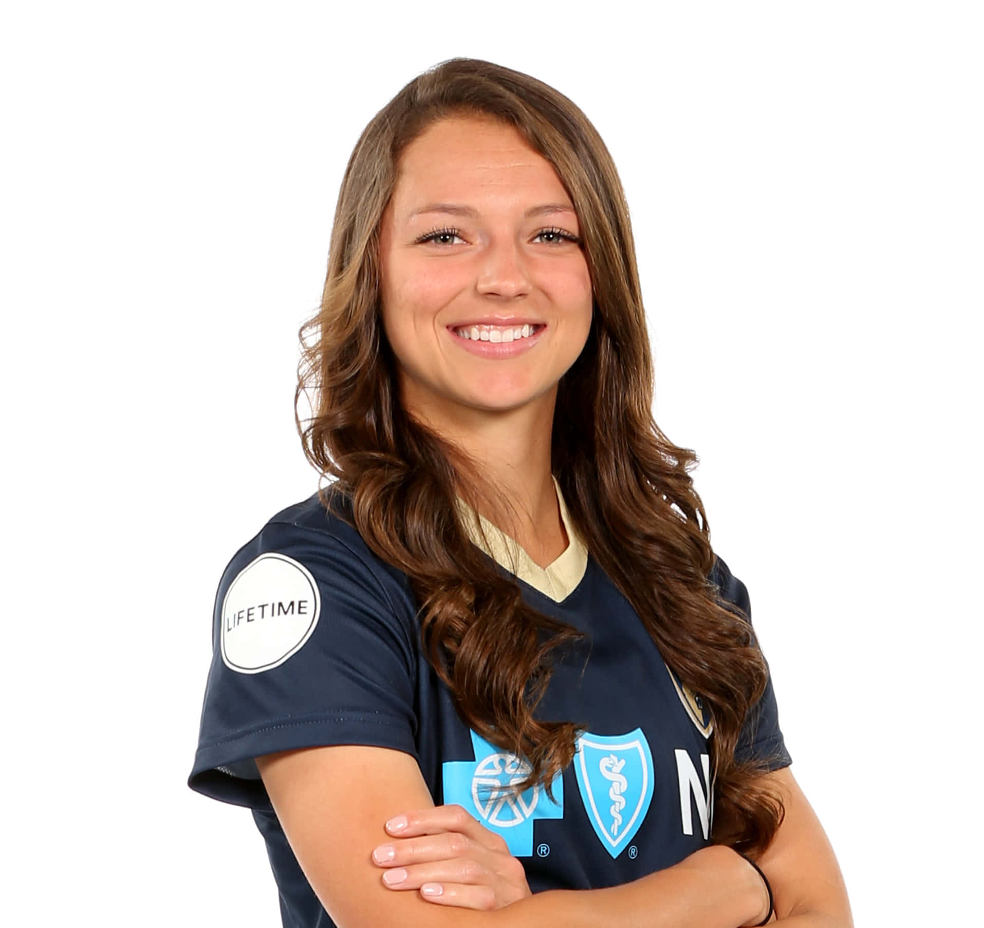 Ashley Hatch, navy blue sports jersey, light blue logos, HD Desktop Wallpaper