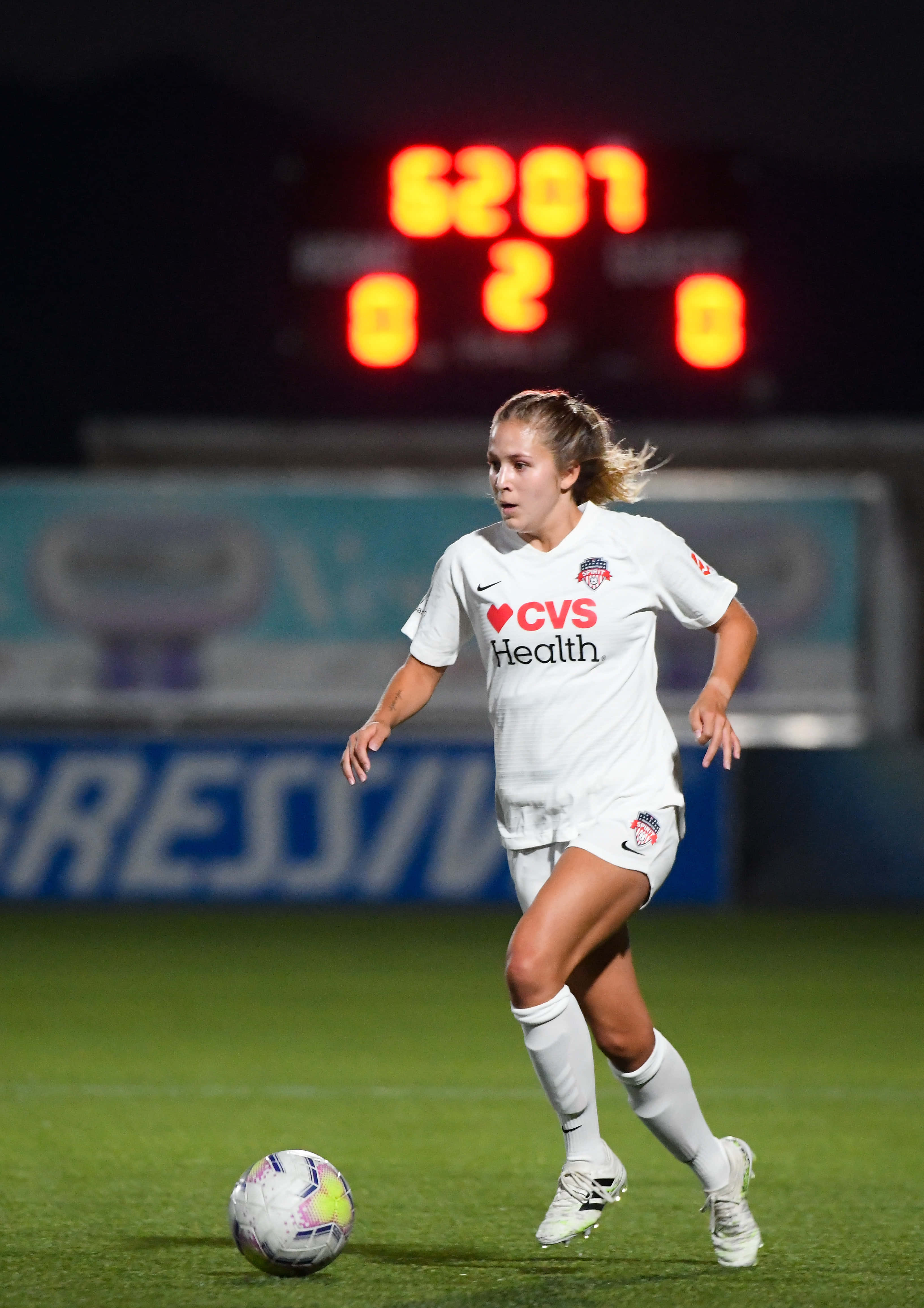 Ashley Sanchez, professional soccer match, white uniform, 4K Phone Wallpaper