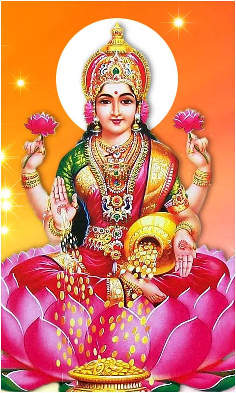 Lakshmi, Hindu goddess, four arms, SD Phone Wallpaper