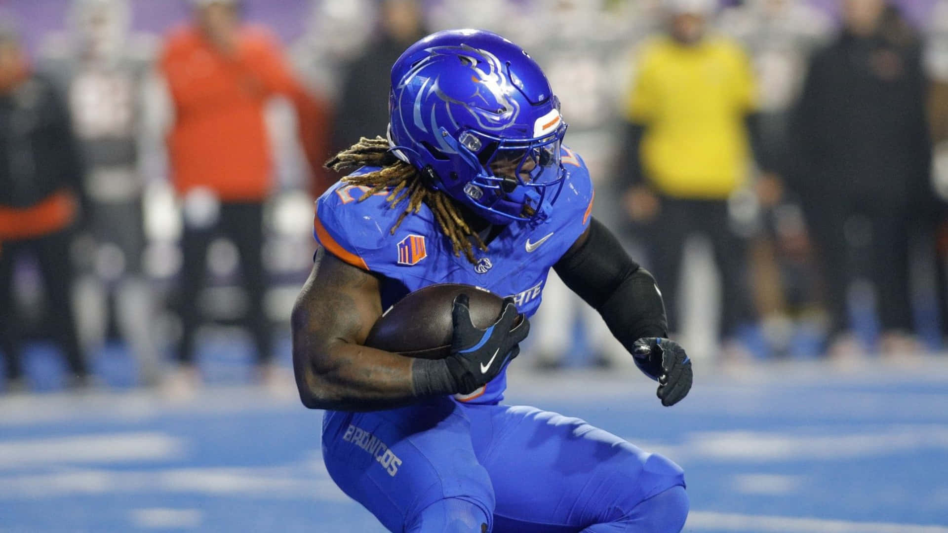 Ashton Jeanty, blue uniform, dreadlocks, Full HD Desktop Wallpaper