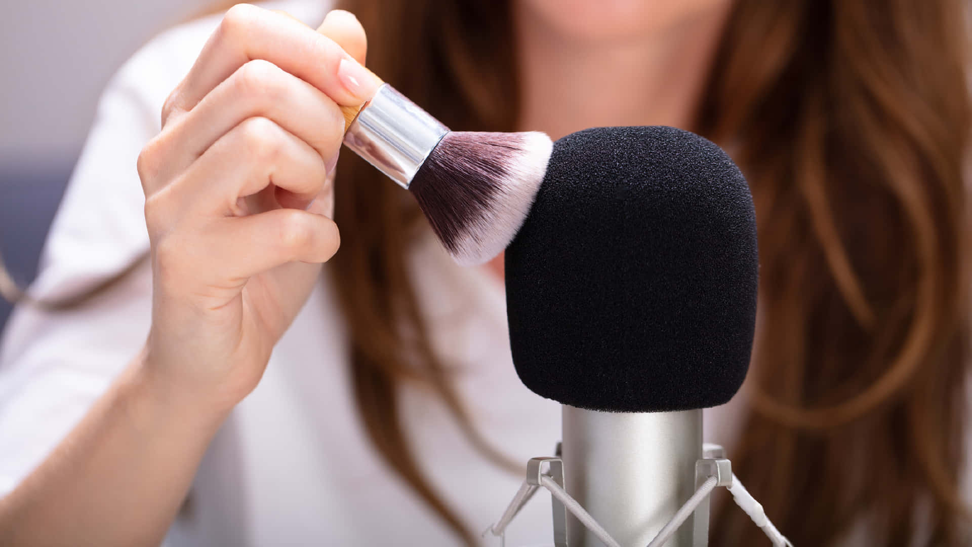 makeup brush, microphone foam cover, black, Full HD Desktop Wallpaper