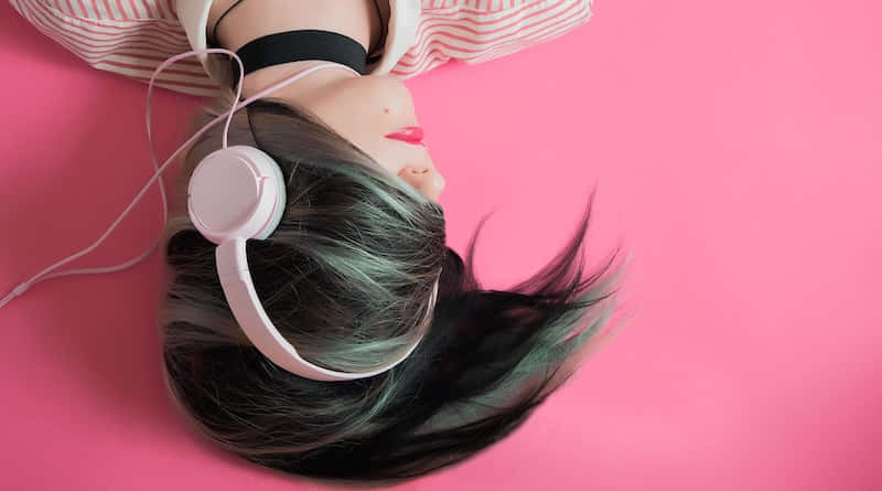ASMR, pink headphones, vibrant pink background, SD Desktop Wallpaper