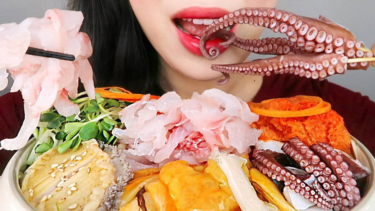Asmr, octopus tentacle, colorful seafood bowl, HD Desktop Wallpaper