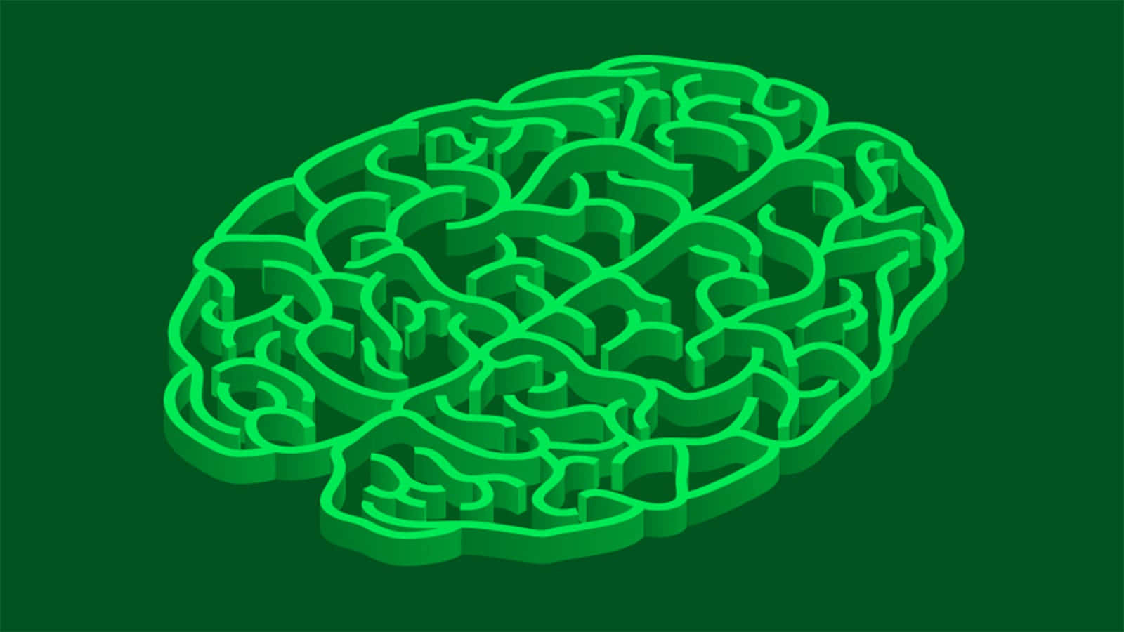 3d green brain, green background, glowing green, HD Desktop Wallpaper