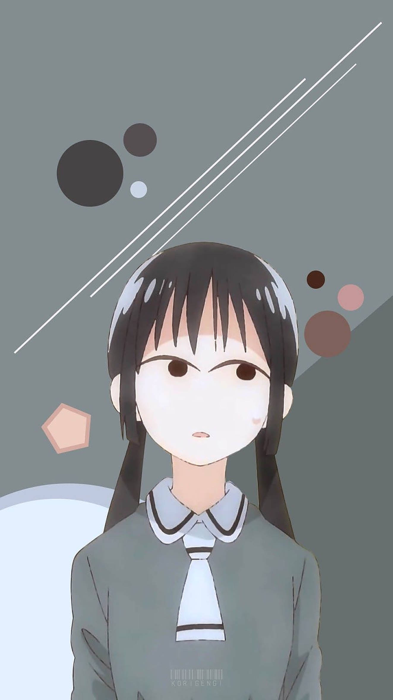 Asobi Asobase, Hanako Honda, black pigtails, Full HD Phone Wallpaper
