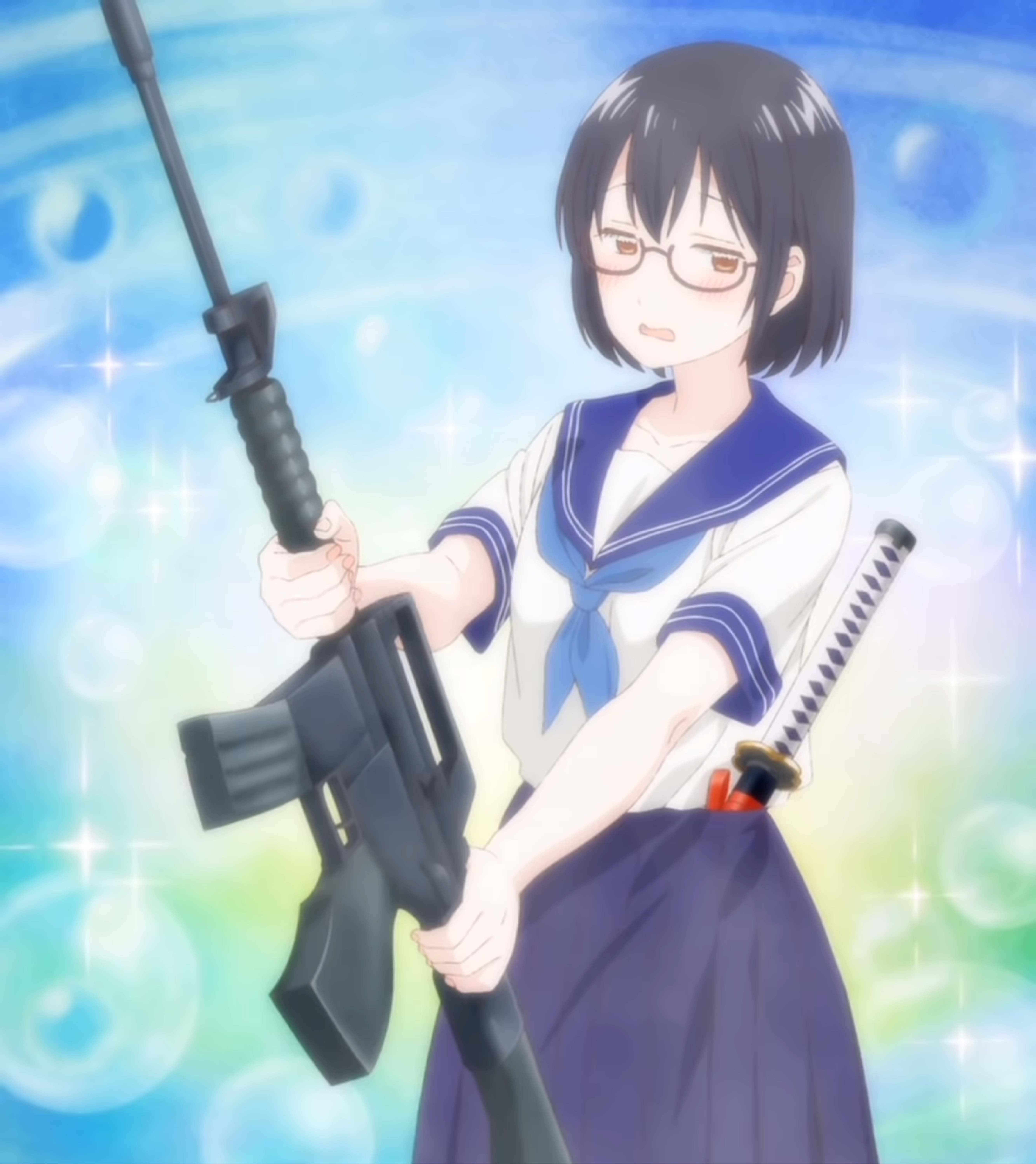 Asobi Asobase, Kasumi Nomura, sailor uniform, 5K Phone Wallpaper