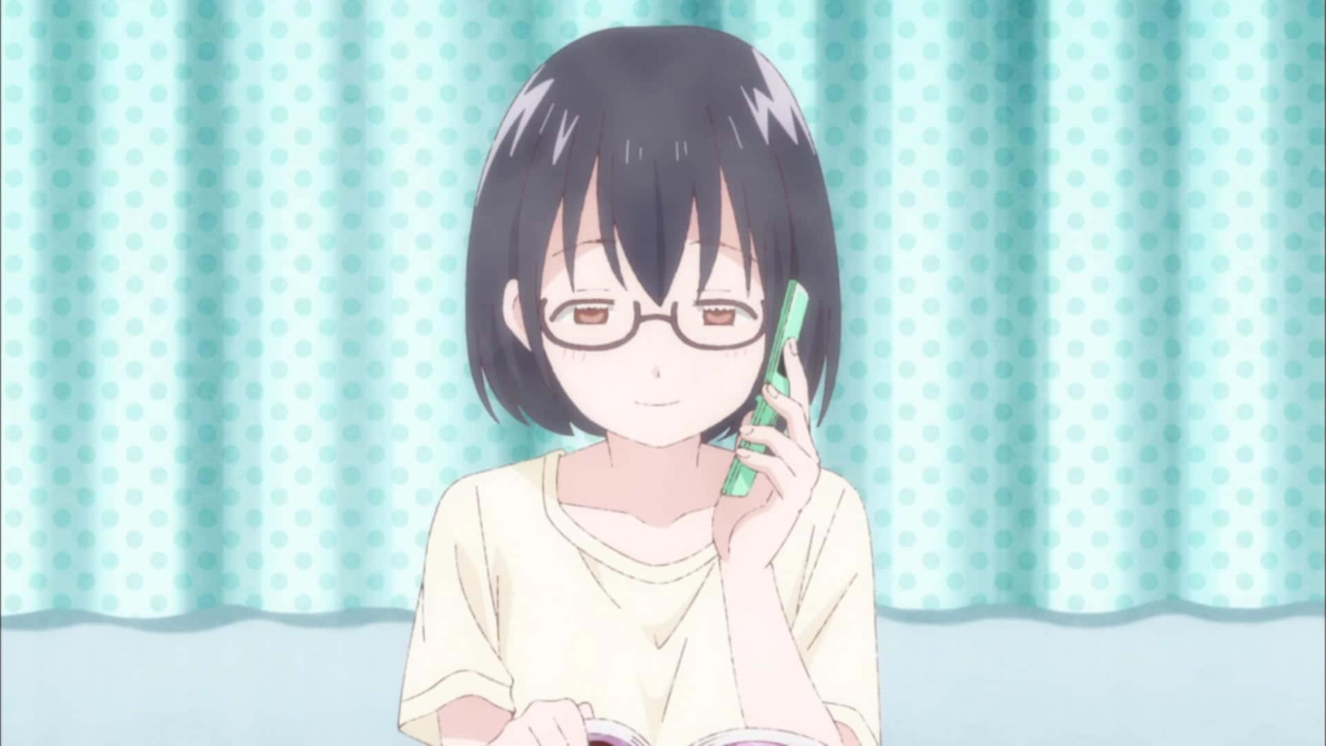 Kasumi Nomura, Asobi Asobase, green phone, Full HD Desktop Wallpaper