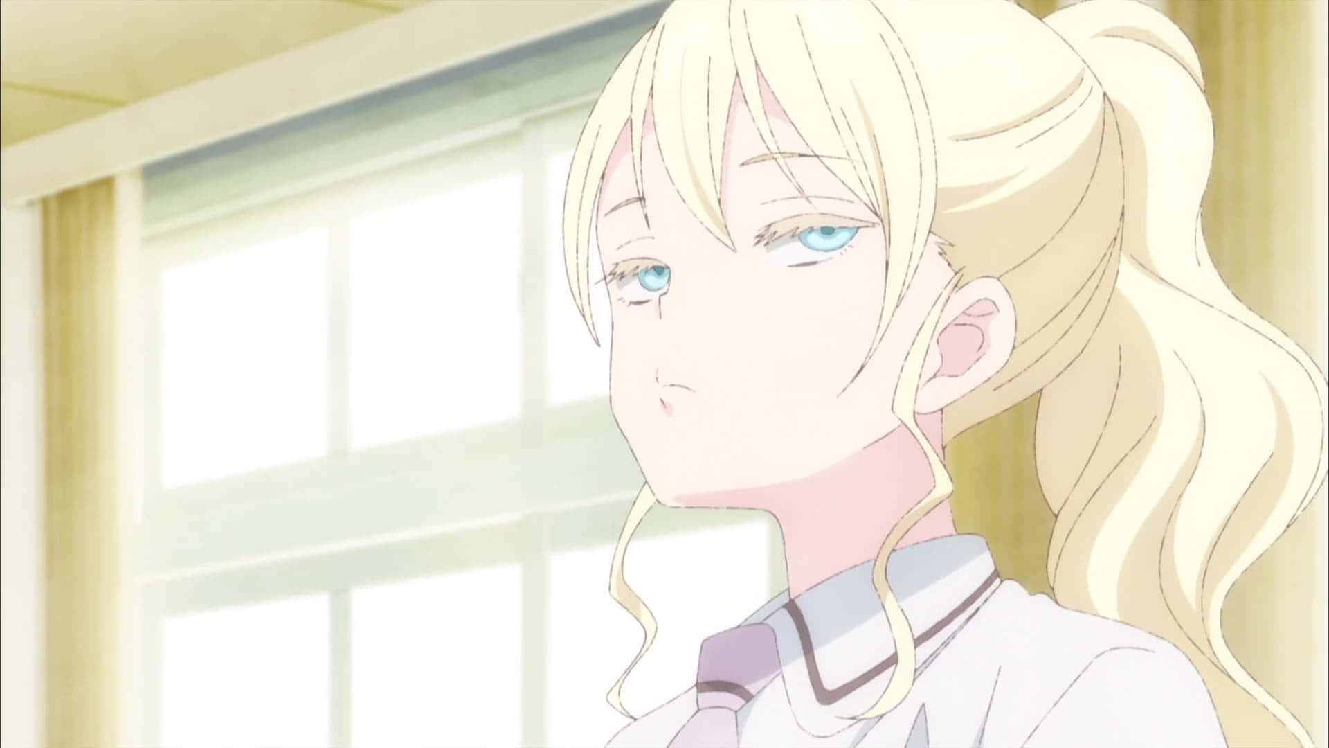 Asobi Asobase Olivia, blonde anime girl, blue eyes, Full HD Desktop Wallpaper