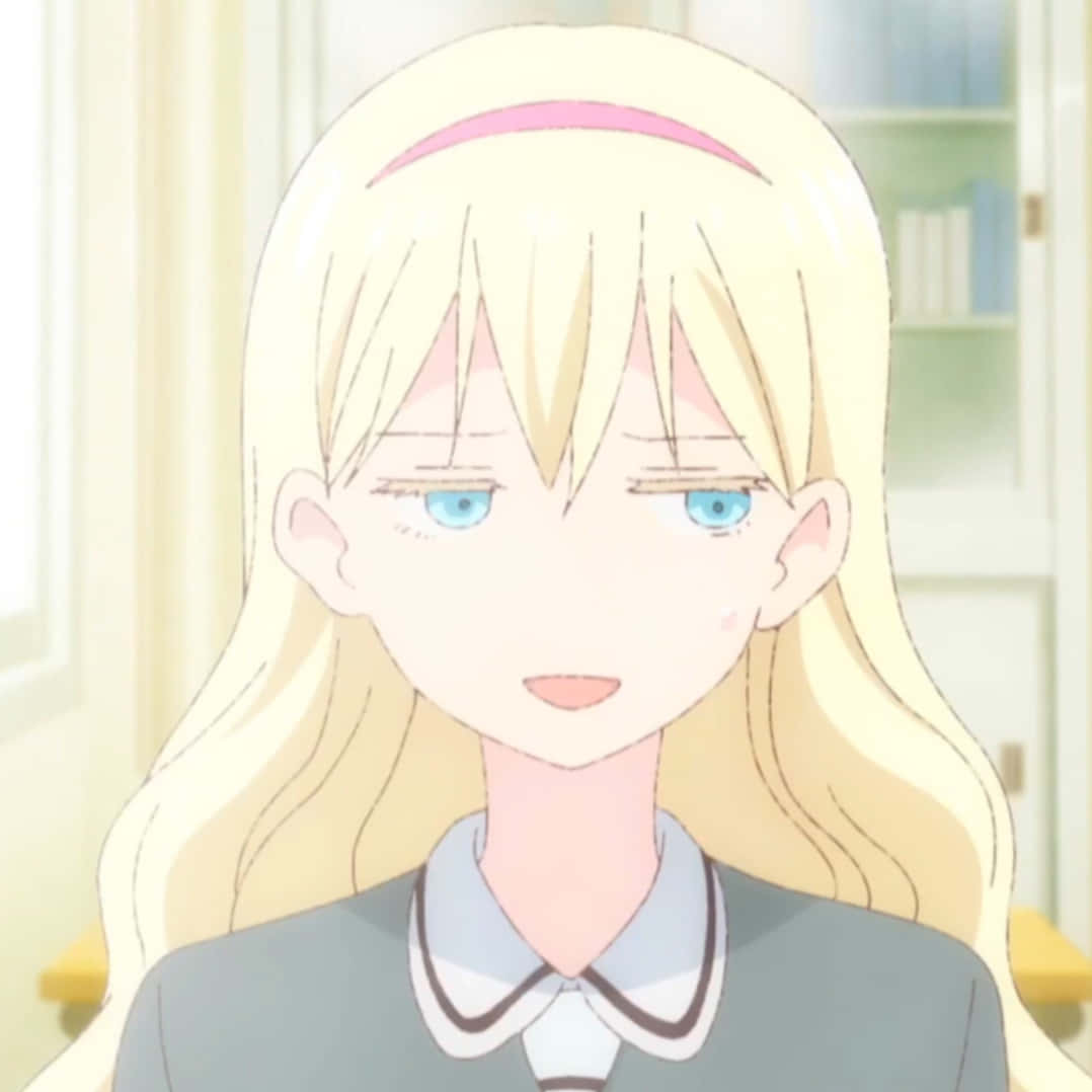 Asobi Asobase Olivia, anime girl, long blonde hair, SD Desktop Wallpaper