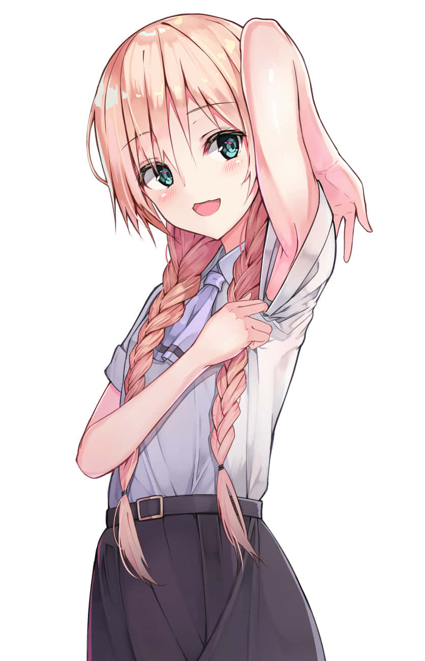 Asobi Asobase Olivia, pink hair, braids, HD Phone Wallpaper