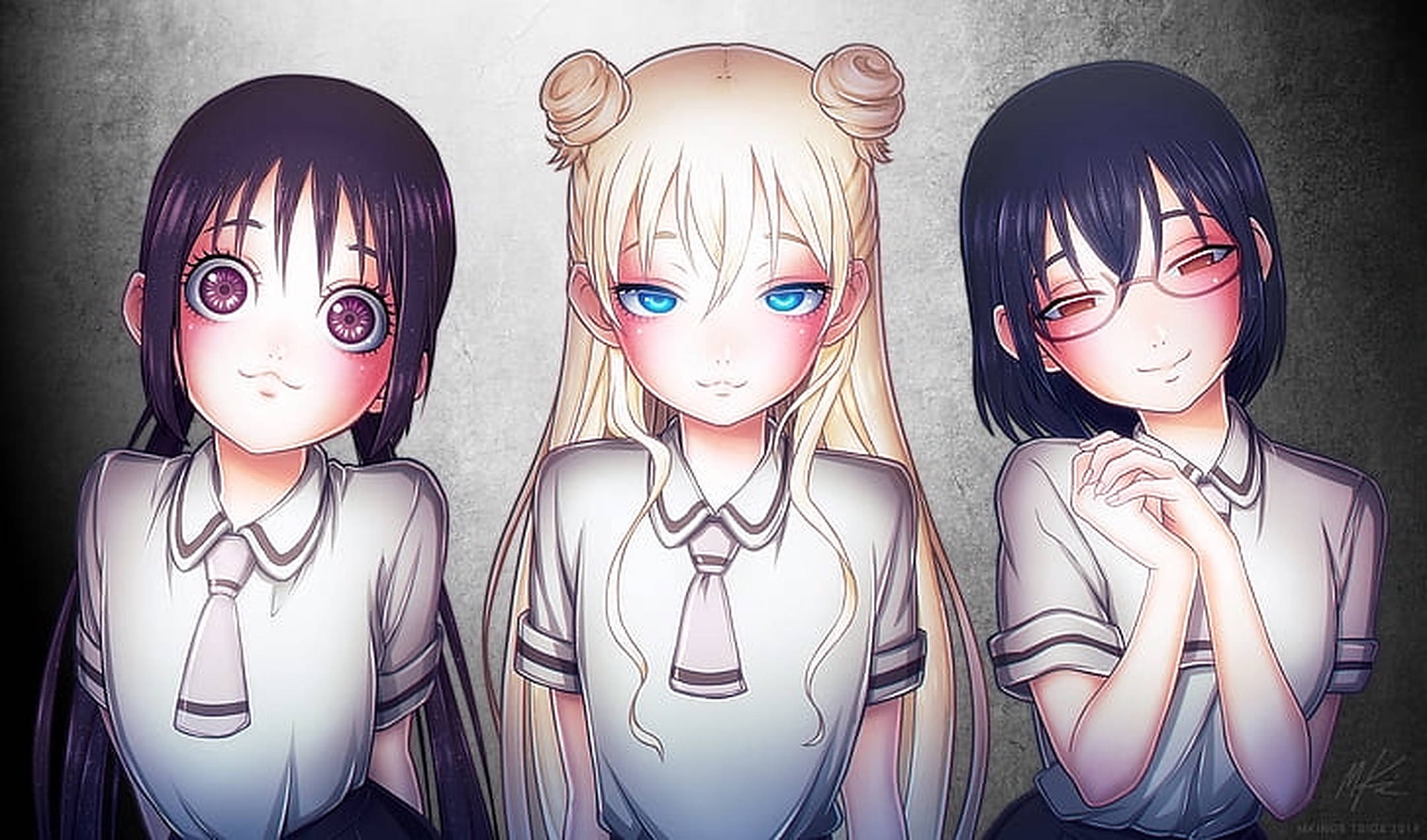 Asobi asobase, anime girls, school uniforms, Full HD Desktop Wallpaper