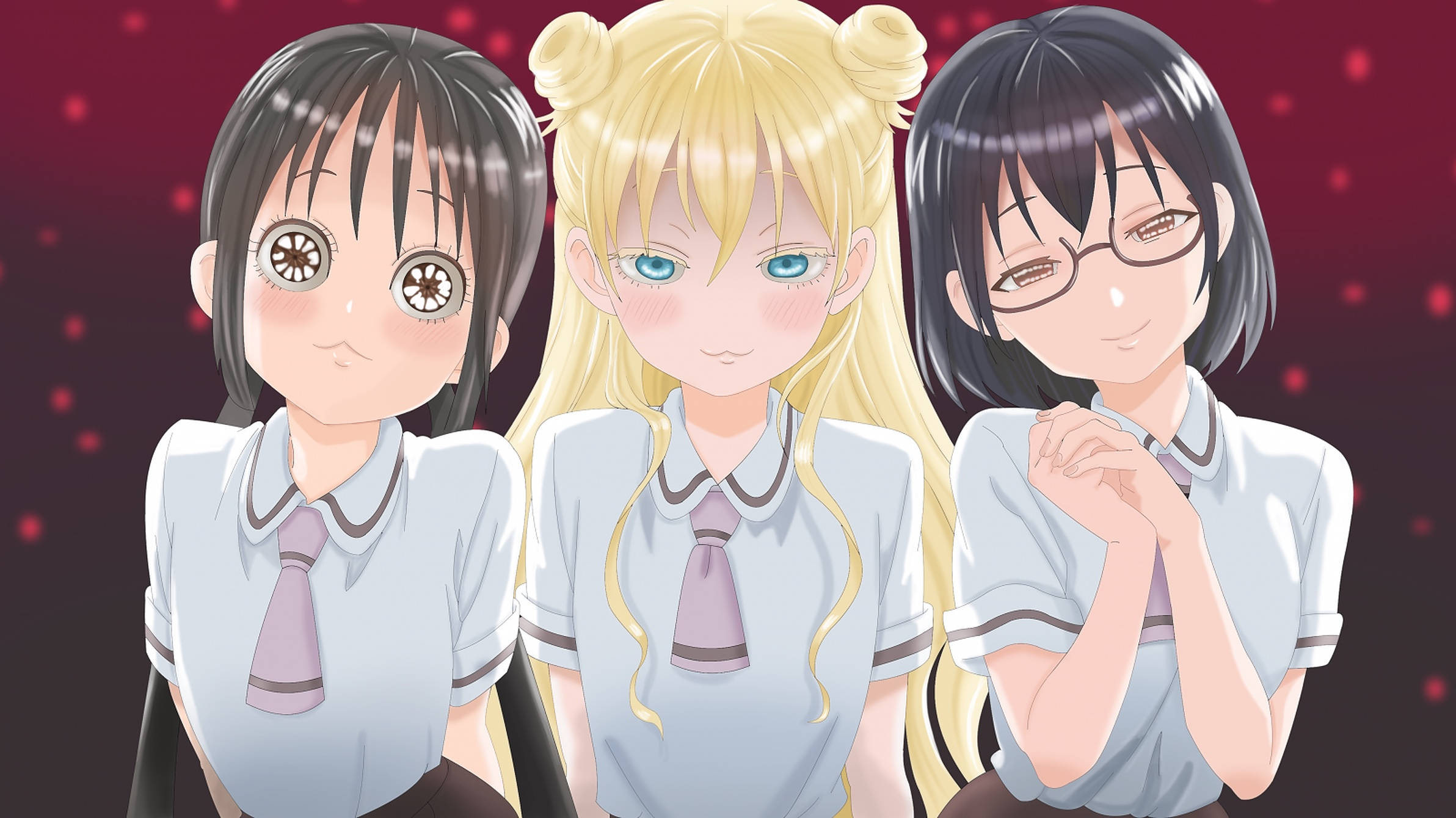 Asobi asobase, anime girls, school uniforms, Full HD Desktop Wallpaper