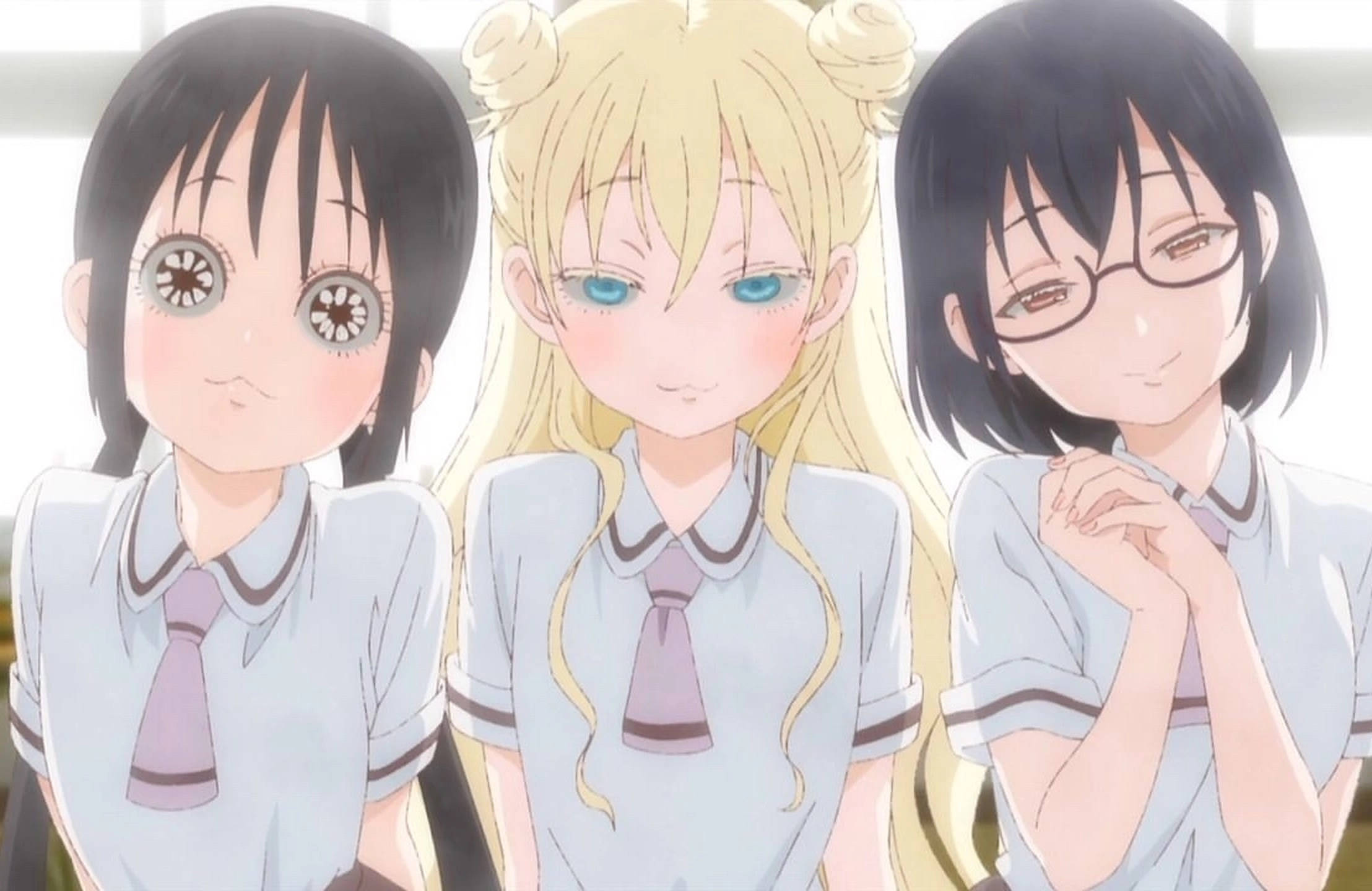 Asobi asobase, school uniforms, anime girls, Full HD Desktop Wallpaper