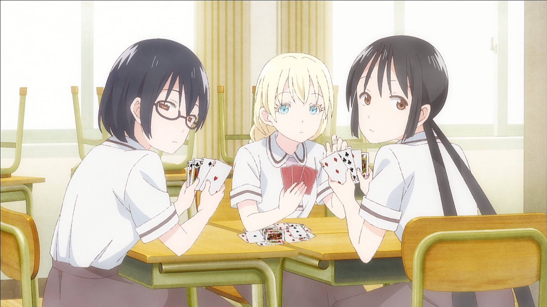 Asobi asobase, card game, anime girls, Full HD Desktop Wallpaper