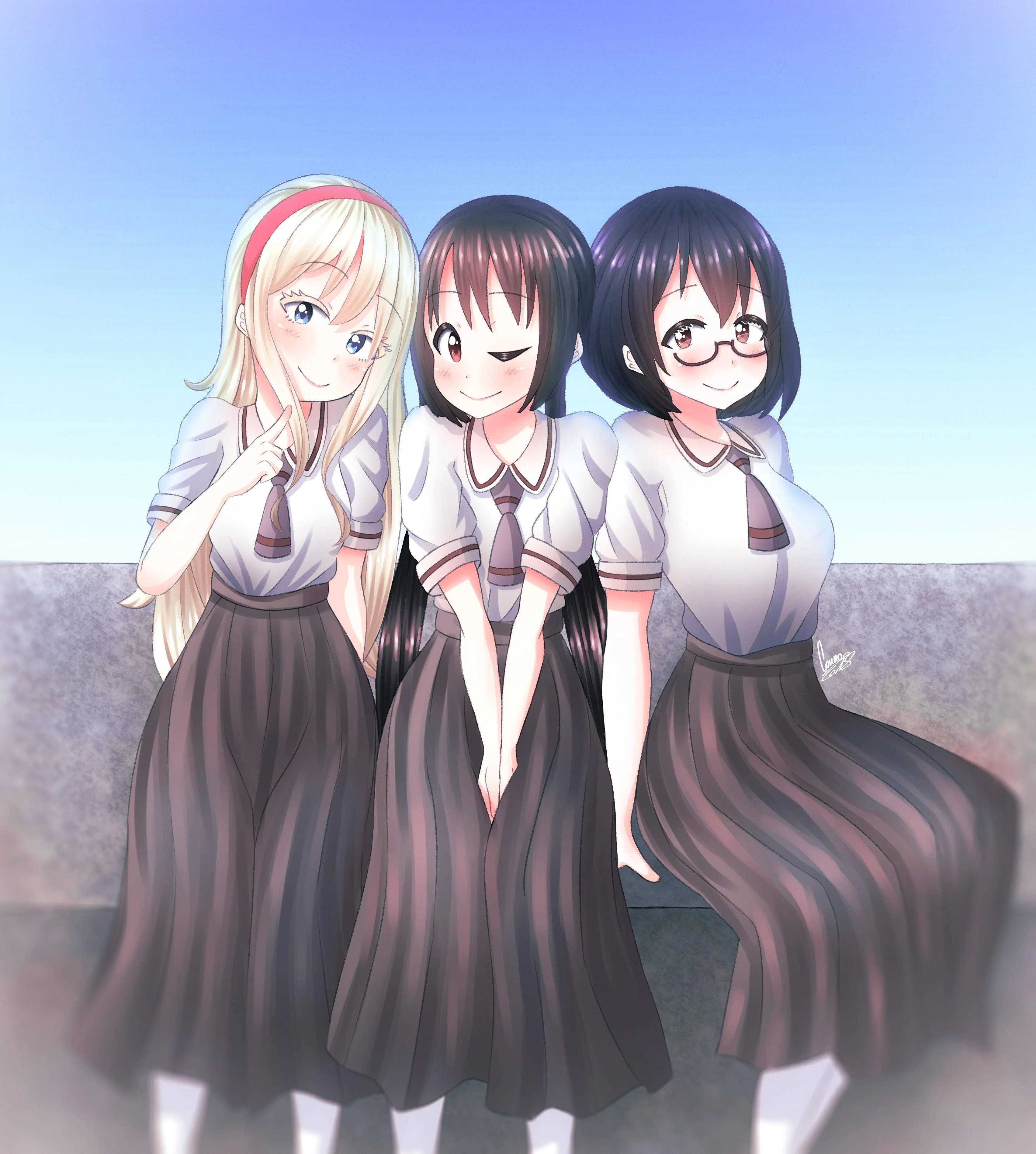 Asobi asobase, school uniform, anime girls, 2K Phone Wallpaper