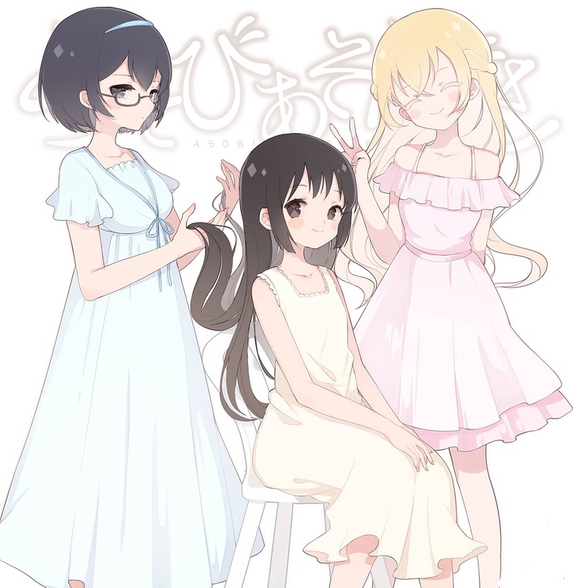 Asobi asobase, night gown, pastel dresses, Full HD Phone Wallpaper