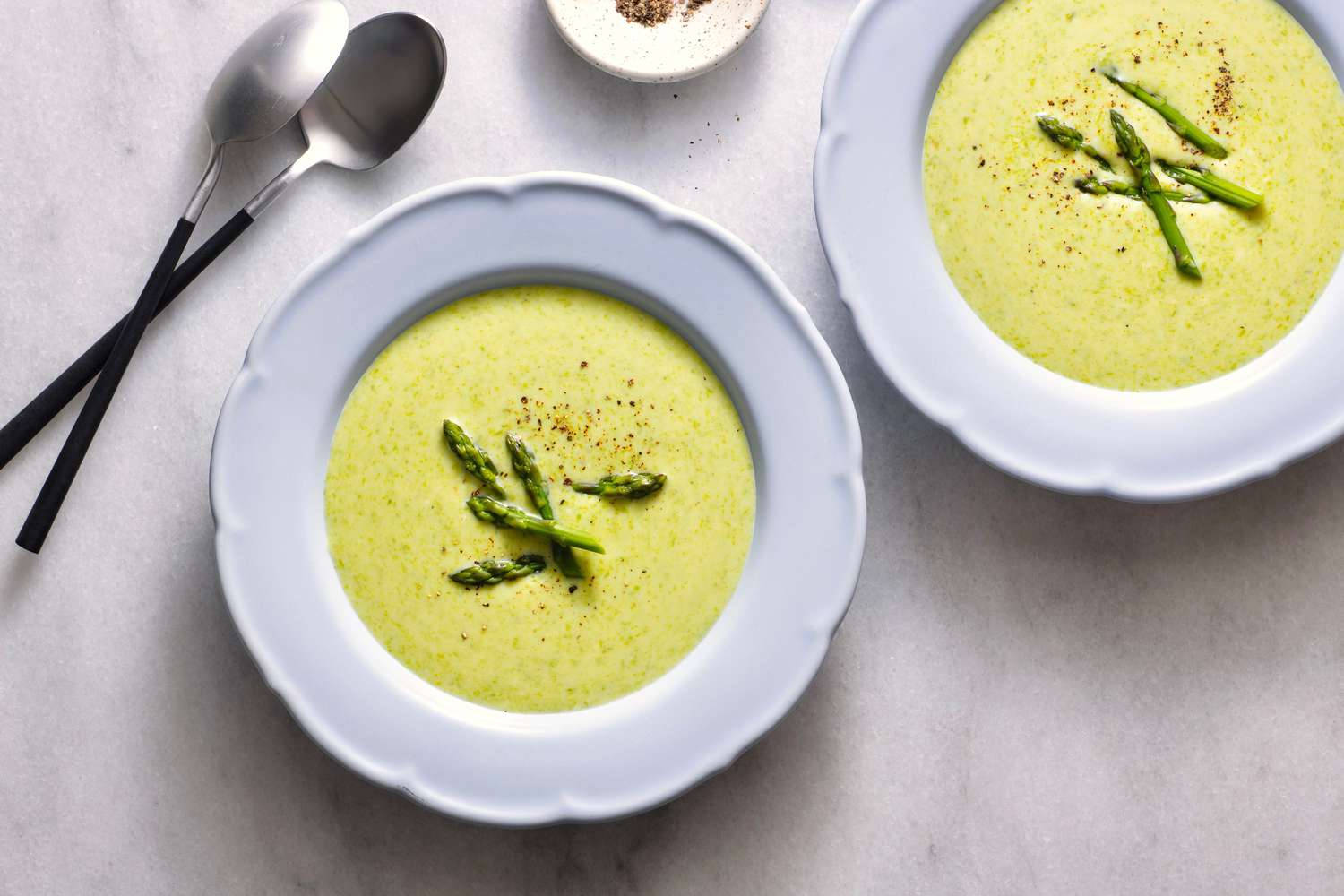 creamy asparagus soup, white bowl, fresh spears, HD Desktop Wallpaper