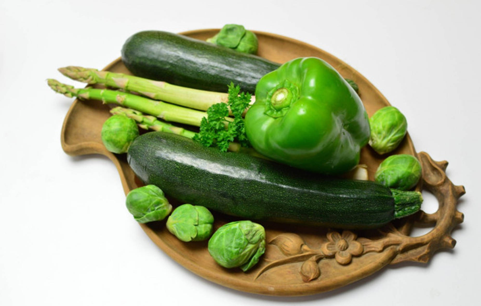 zucchini, asparagus, Brussels sprouts, HD Desktop Wallpaper