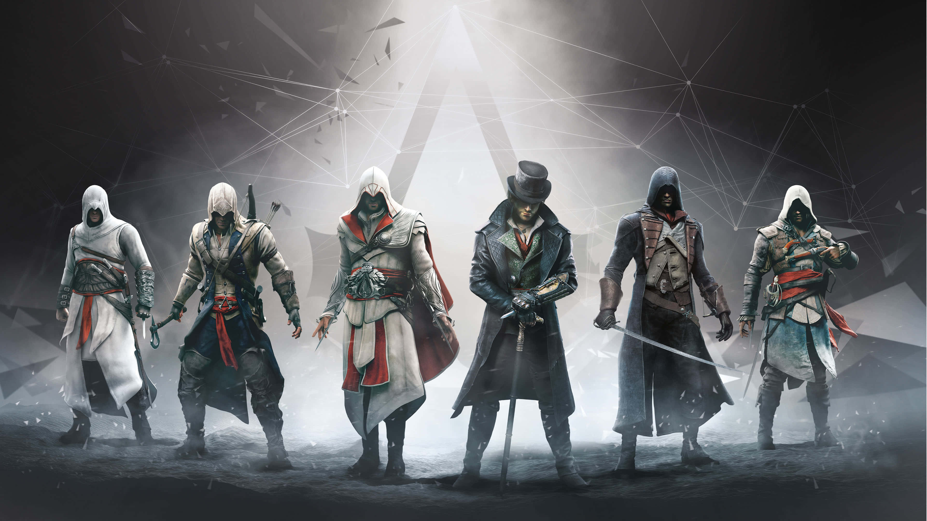 Assassin's Creed Characters, hooded assassins, detailed historical outfits, 4K Desktop Wallpaper