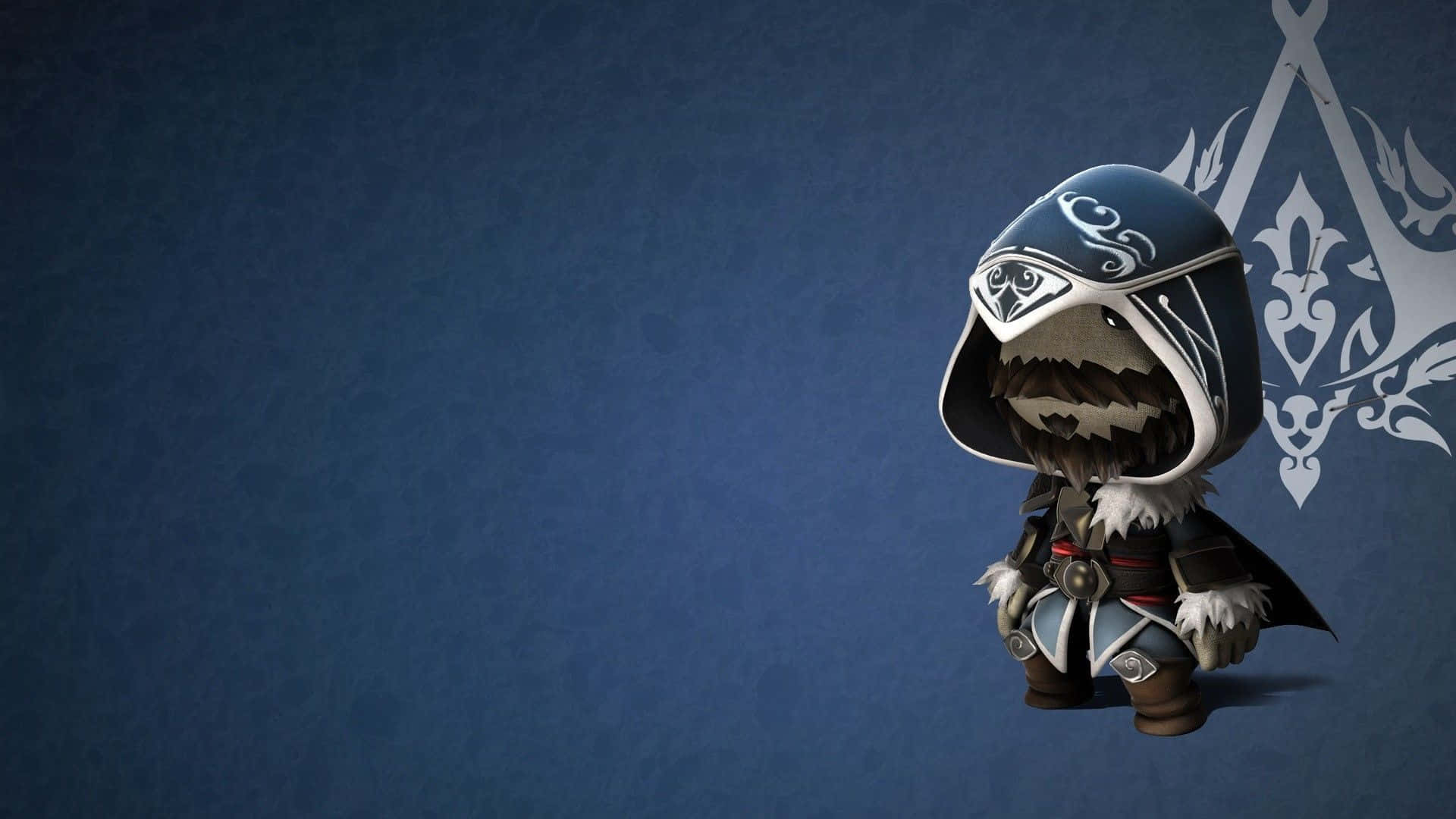 Assassin's Creed Characters, chibi-style, blue hooded attire, Full HD Desktop Wallpaper