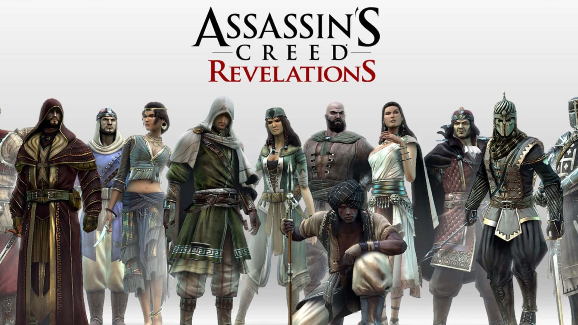Assassin's Creed Characters, group of diverse assassins and warriors, detailed historical costumes, Full HD Desktop Wallpaper
