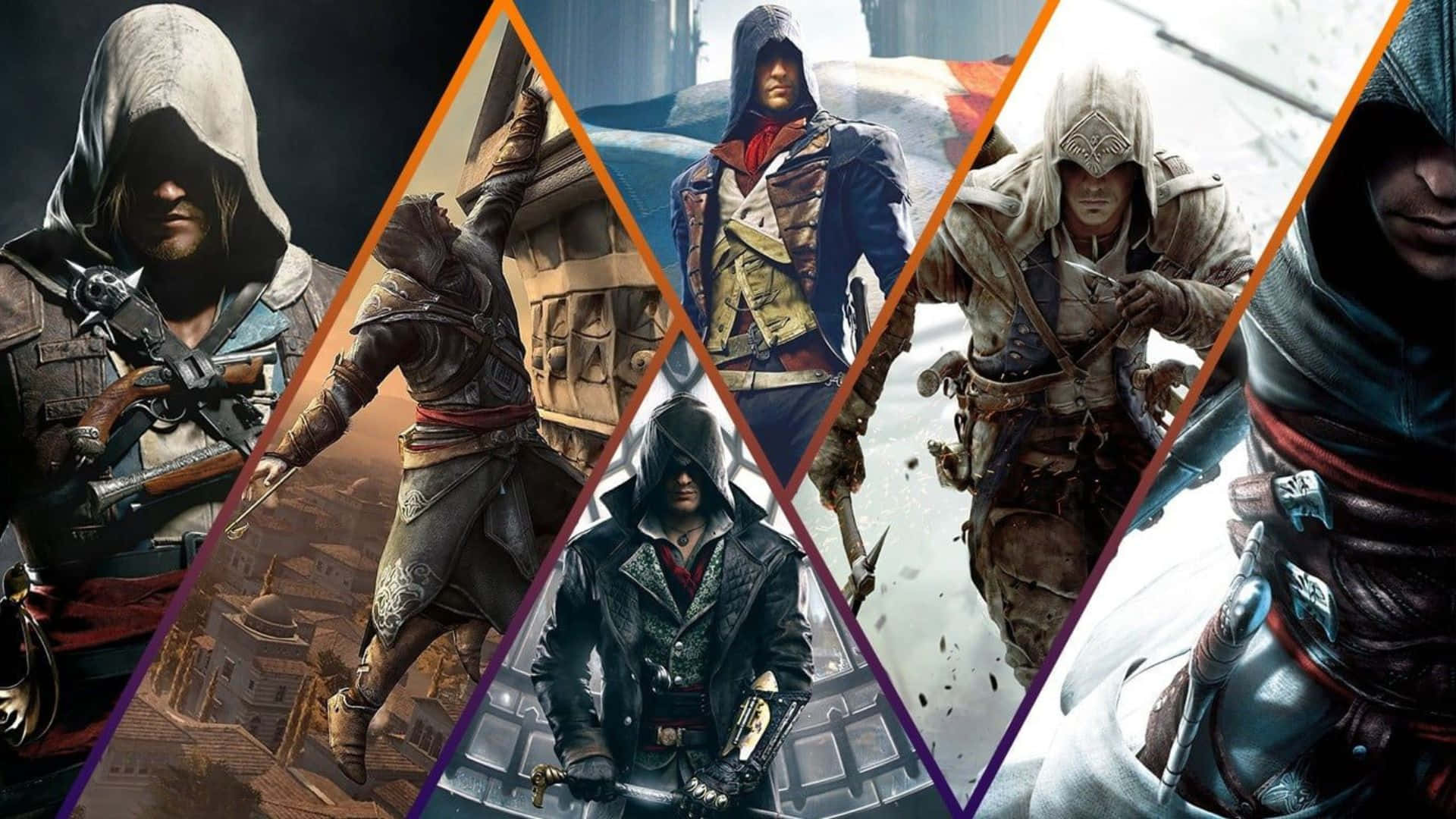 Assassin's Creed Characters, hooded assassins, detailed historical outfits, Full HD Desktop Wallpaper