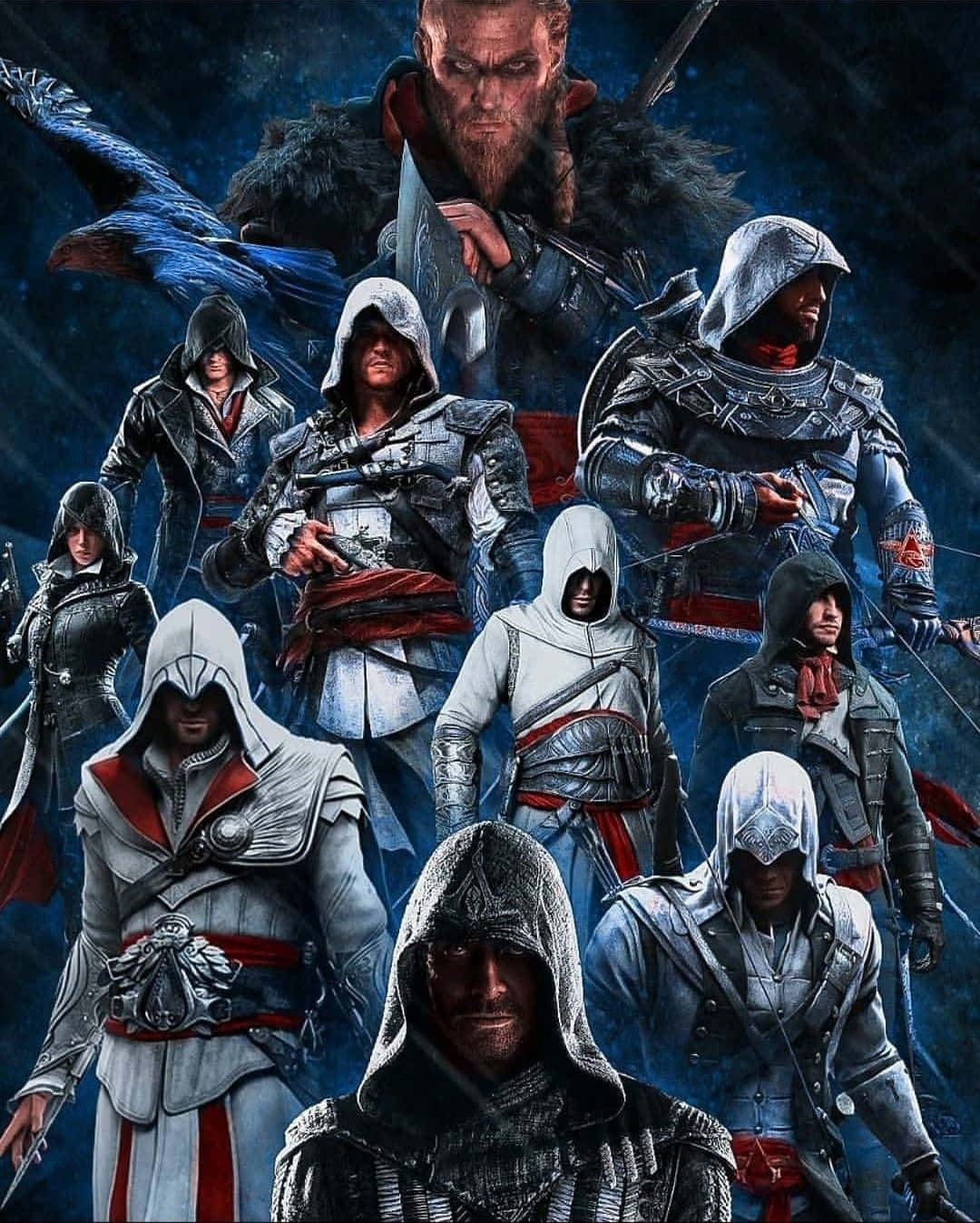Assassin's Creed Characters, hooded attire, dark stormy backdrop, HD Phone Wallpaper
