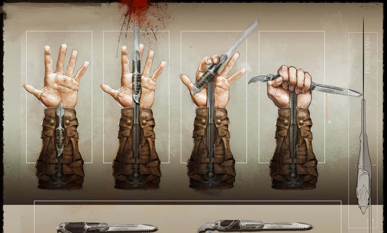 Assassin's Creed Hidden Blades, folding knife, leather-wrapped wrist sheath, HD Desktop Wallpaper