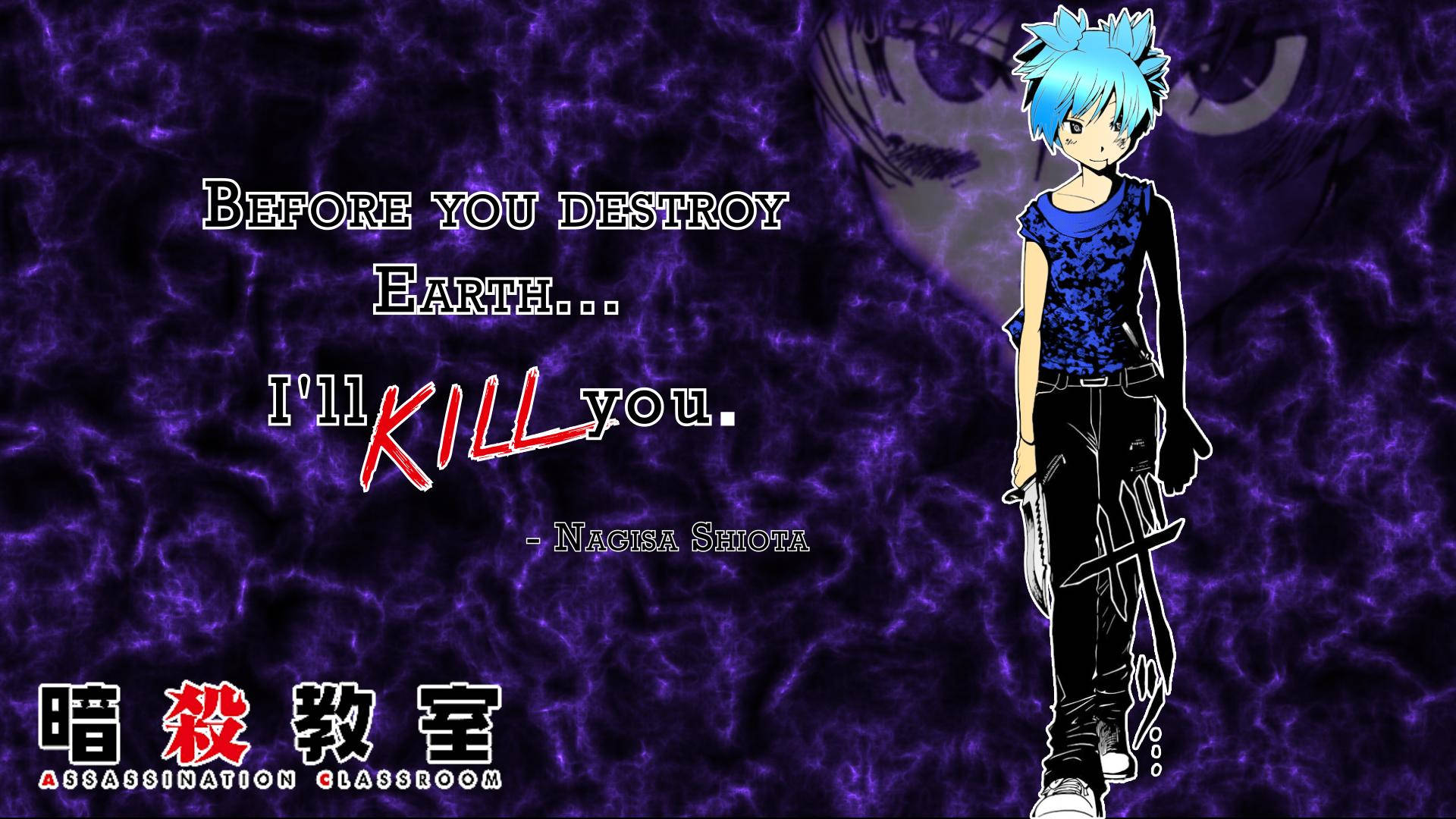 Assassination Classroom, purple poster, blue-haired anime character, Full HD Desktop Wallpaper